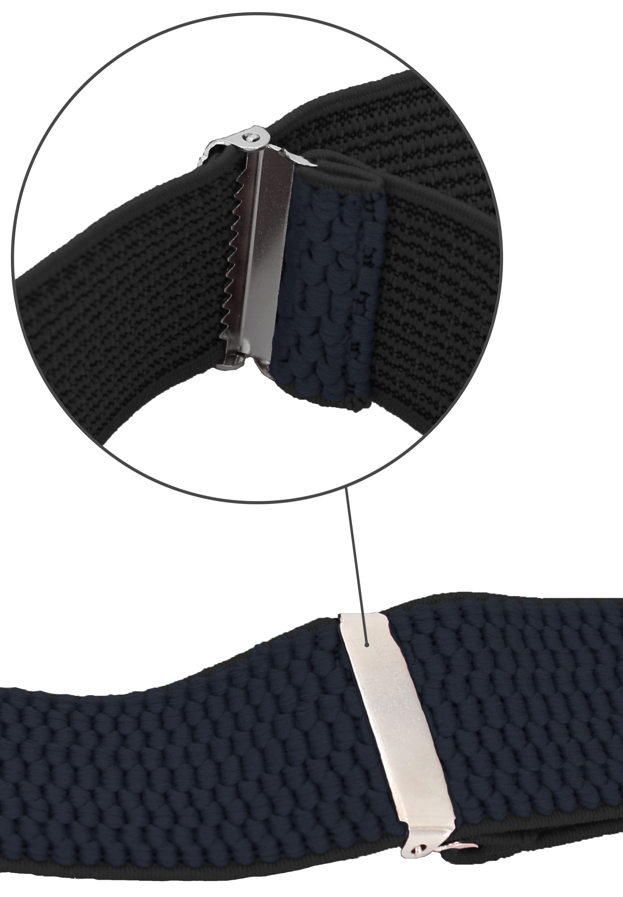 Farini extra Breites Hosenträger mit Dunkelblau X-Design verstellbar Fabio 4cm Clipverschluss, starken