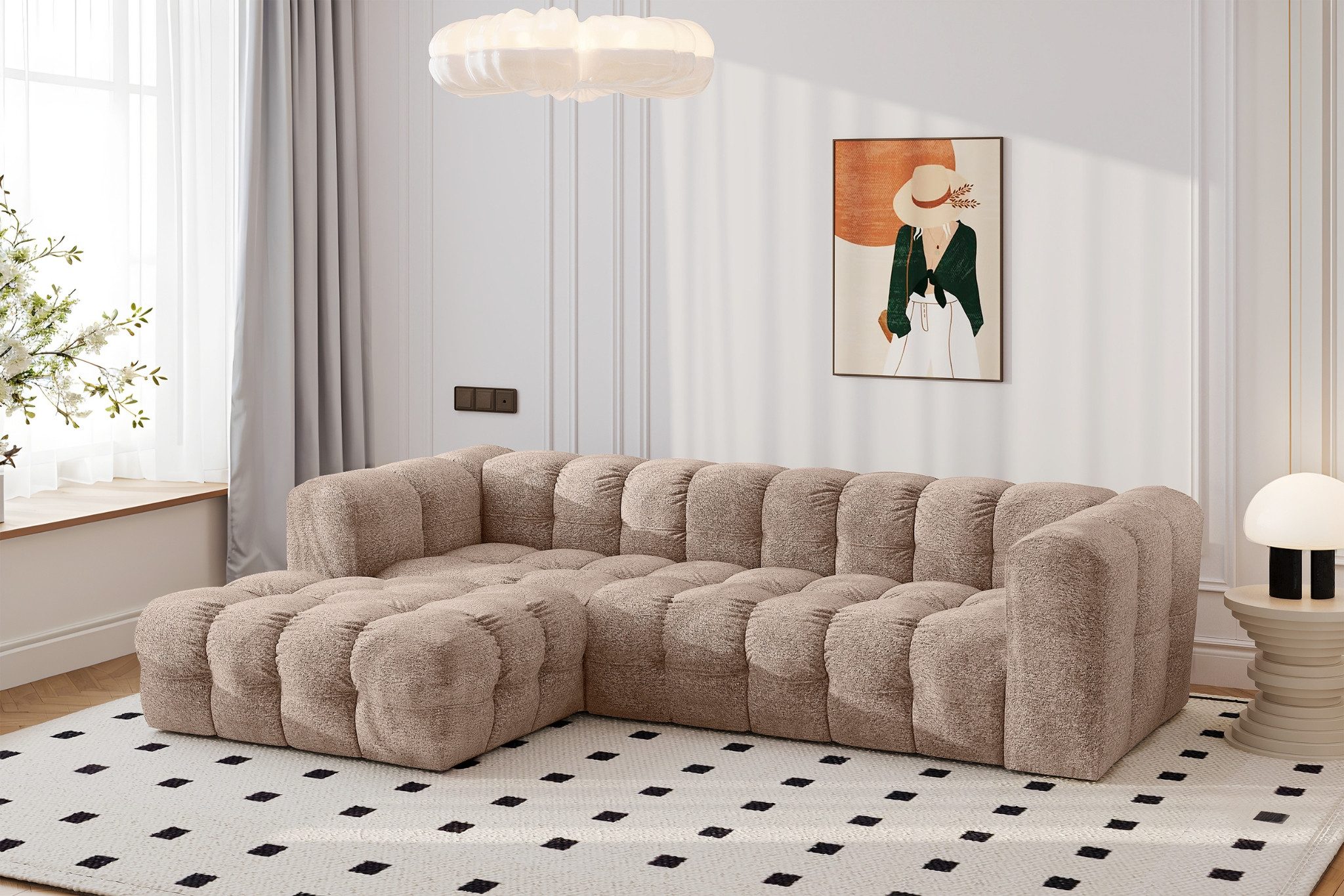 Kaiser Möbel Ecksofa BALOO L modernes freistehendes, für das Wohnzimmer, stoff Arena, Einzelsofa, gesteppte Oberfläche,freistehend platzierbar,hoher Sitzkomfort