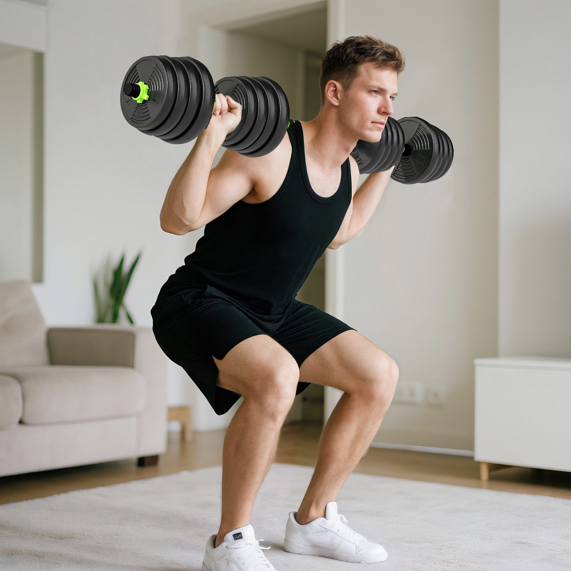 SPORTNOW Hantel-Set Kurzhanteln Langhanteln 3-in-1 verstellbar 30 KG, (Hantelset, Kurzhantel Set), für Krafttraining Zuhause Fitnessstudio