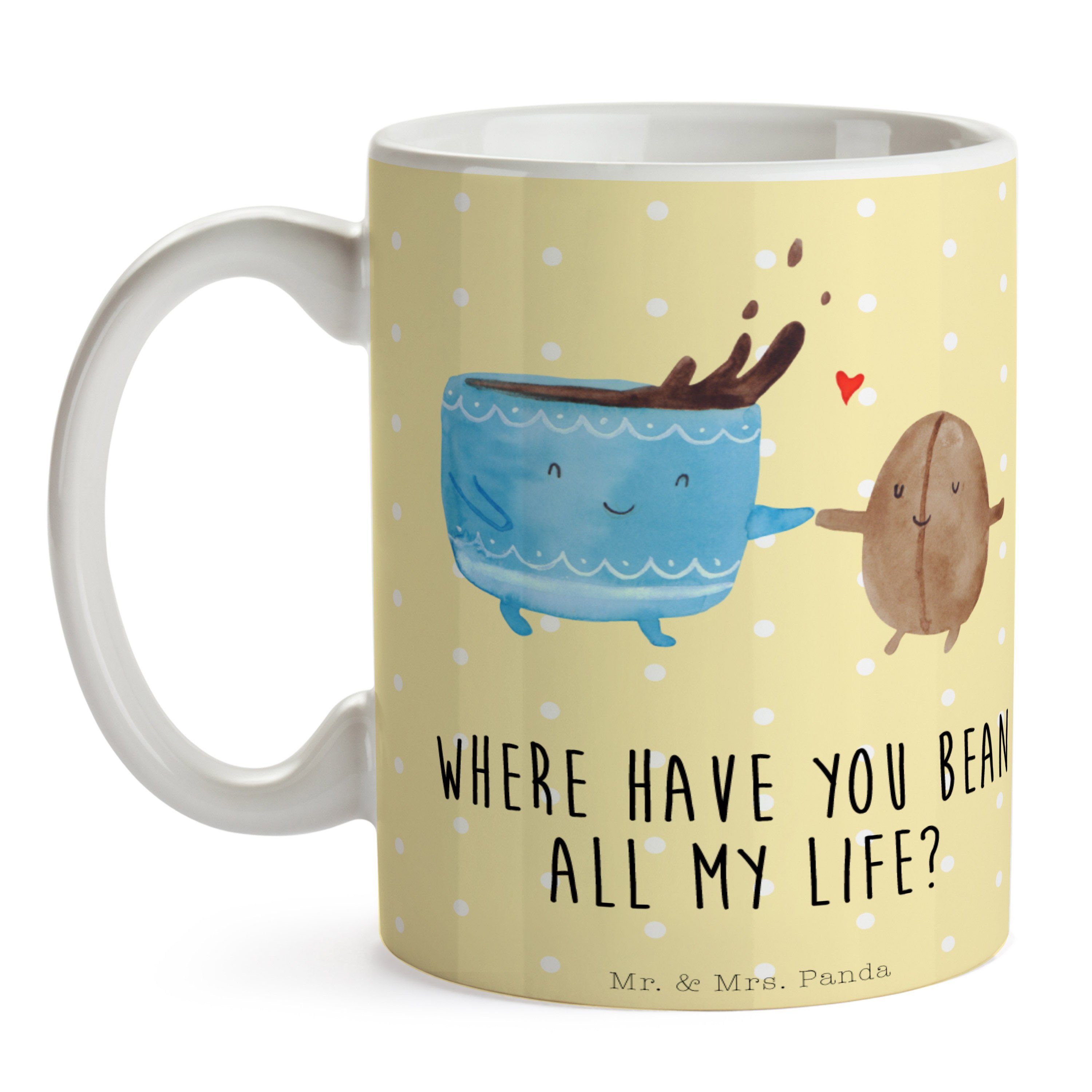 Tasse Kaffee Tiere, Mr. Gelb Panda Tasse Moti, Mrs. & Geschenk, Bohne Keramik - Tiermotive, - Pastell