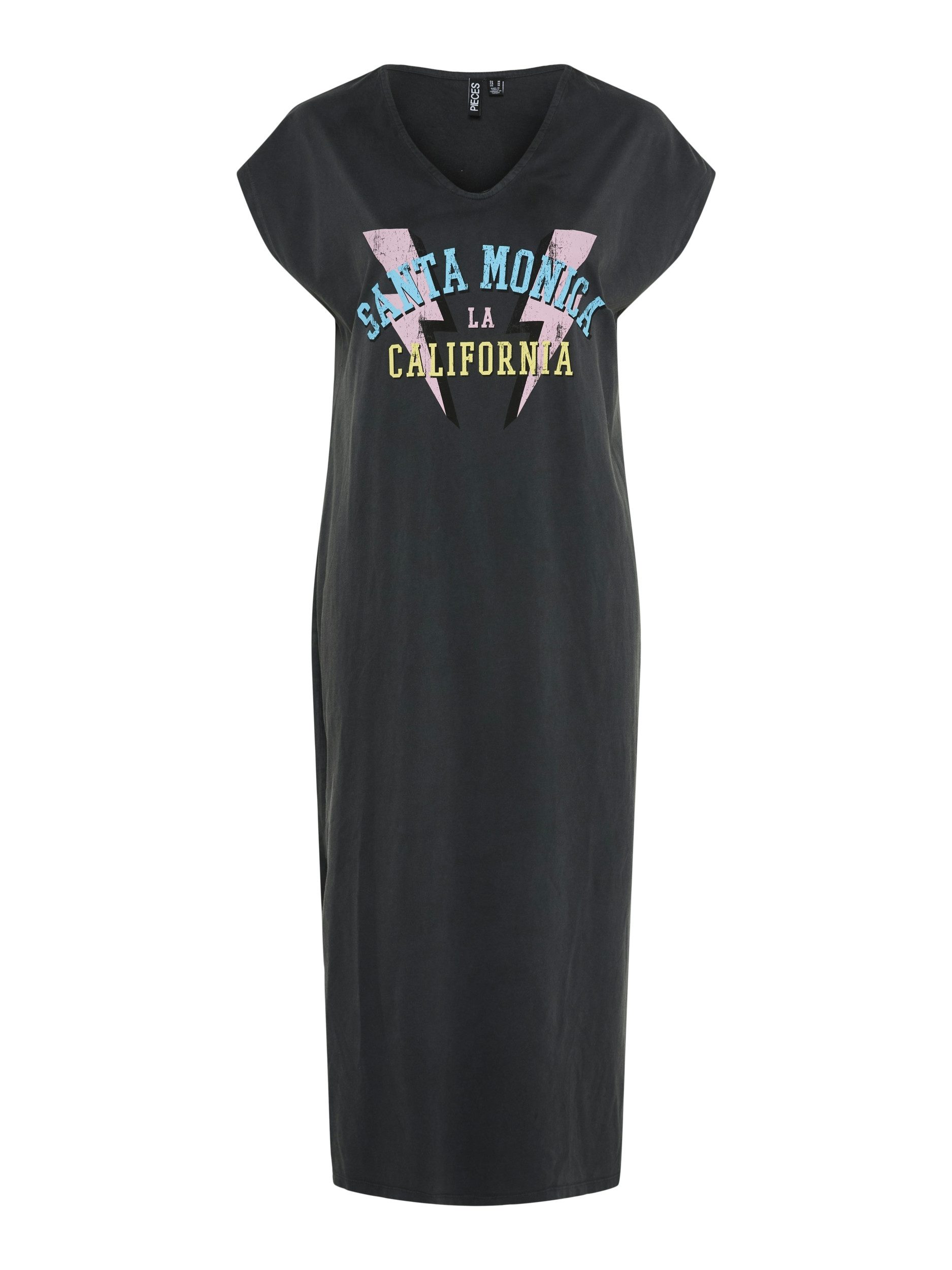 pieces Midikleid Leichtes Baumwoll-Midikleid mit V-Ausschnitt – Pieces