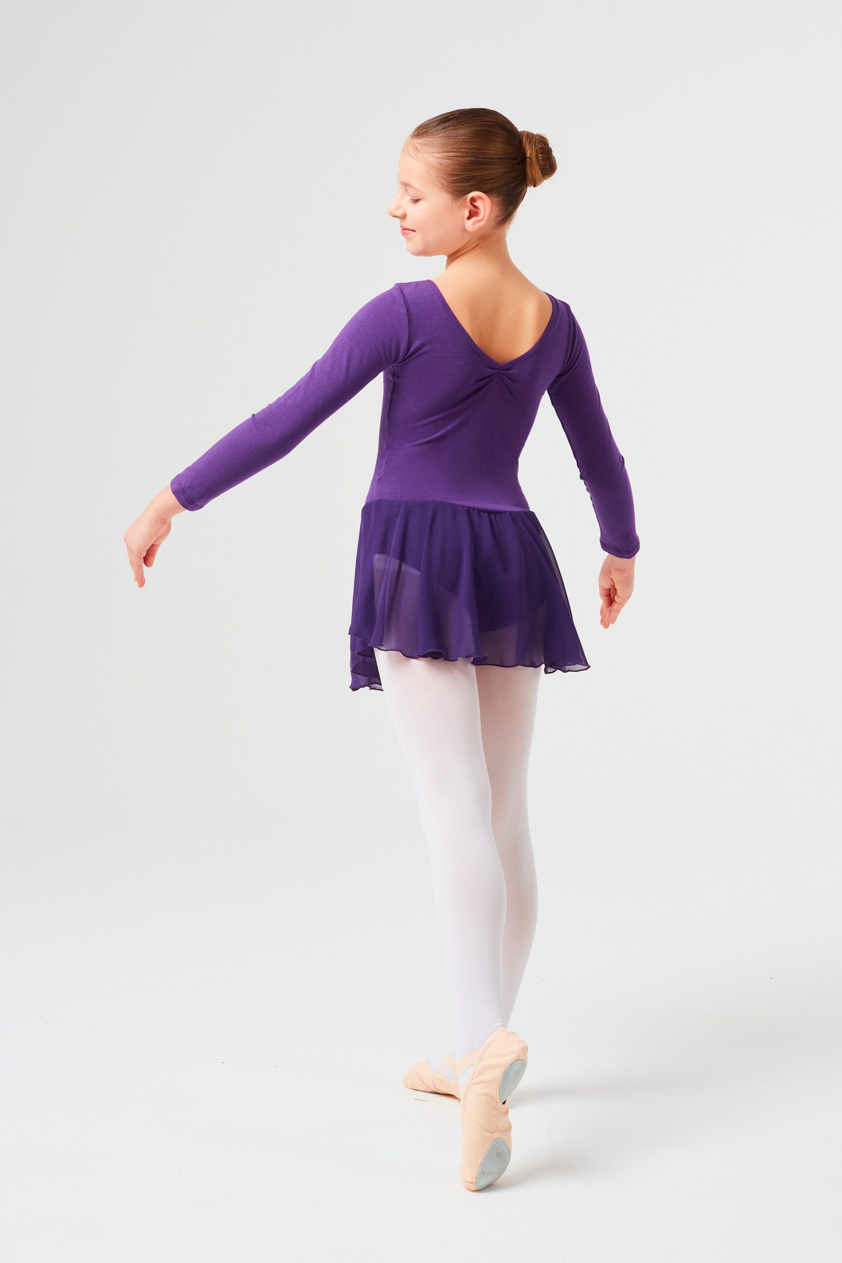 tanzmuster Chiffonkleid Ballettkleid Anna mit Glitzersteinen Mädchen Ballettbody mit Chiffon Röckchen – Bild 4 von 5