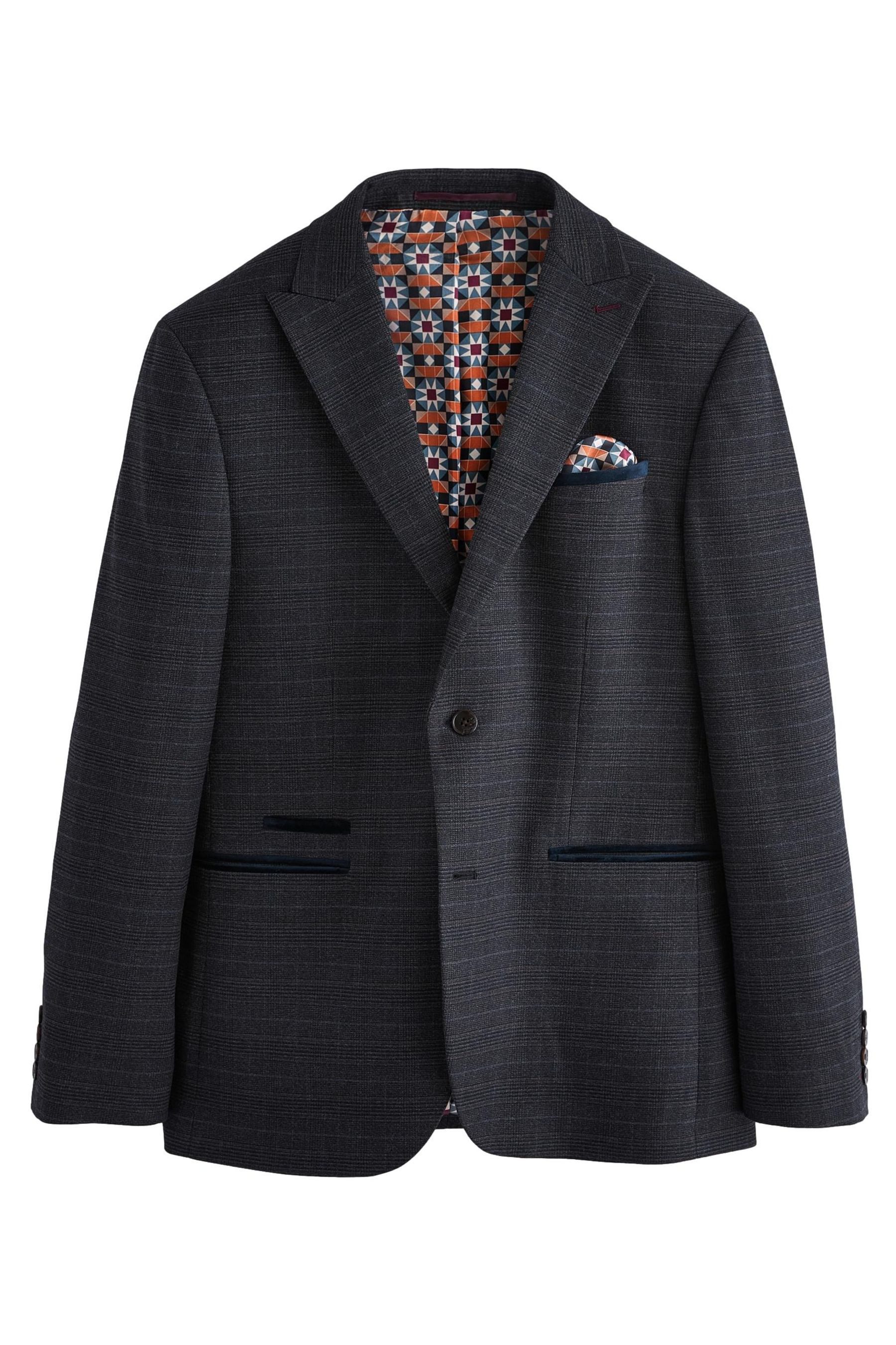 Next Baukastensakko Skinny Fit Anzugsakko mit Karomuster und Besatz (1-tlg)