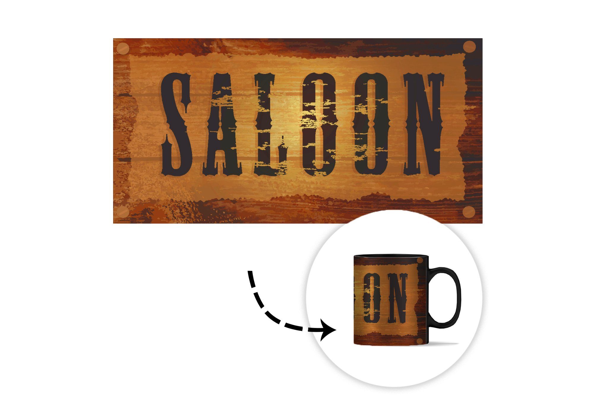 MuchoWow Tasse Illustration eines hölzernen "Saloon"., Barschilds Keramik, Geschenk Teetasse, Kaffeetassen, Farbwechsel, Zaubertasse