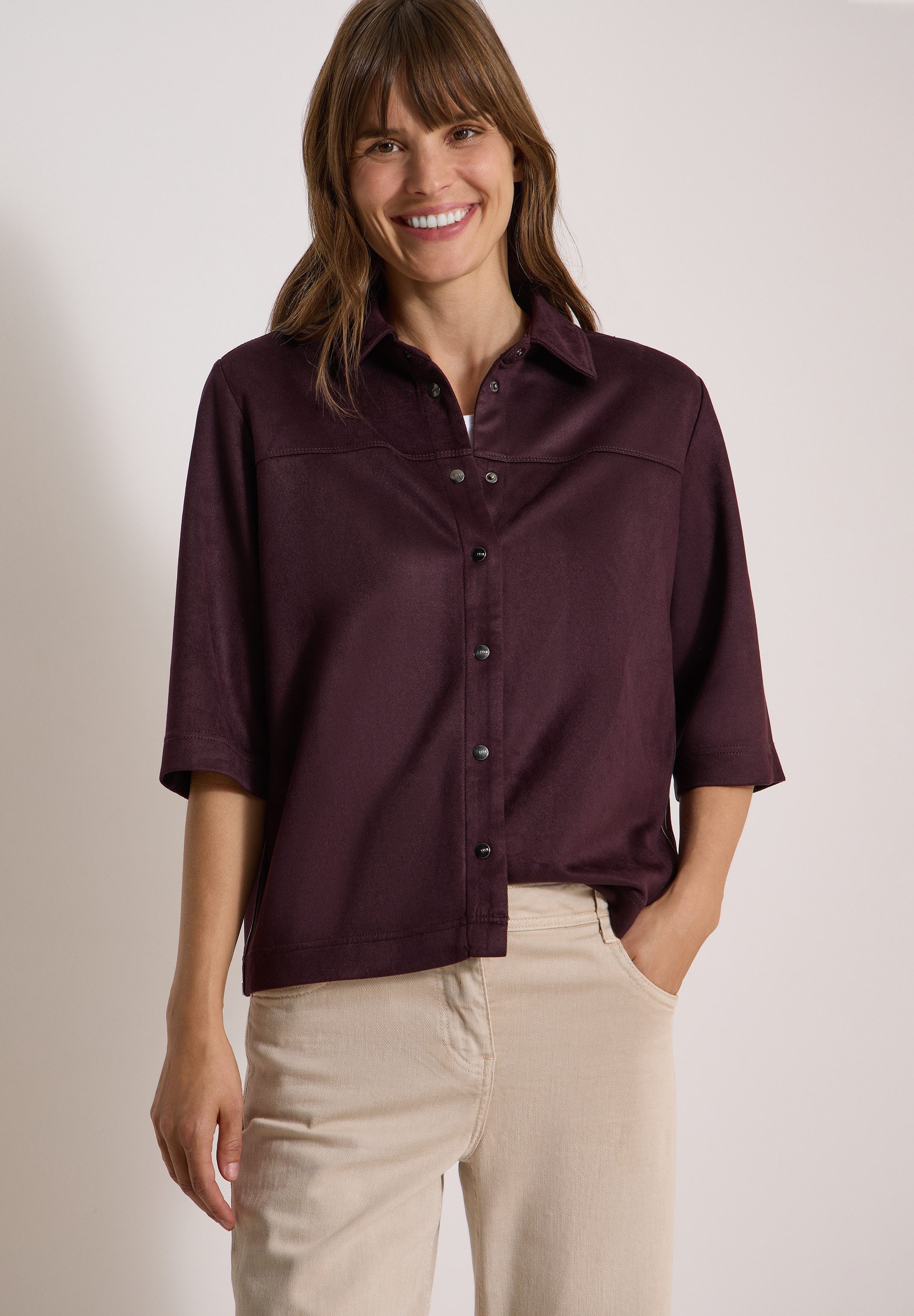 CECIL Hemdbluse in Velours-Optik