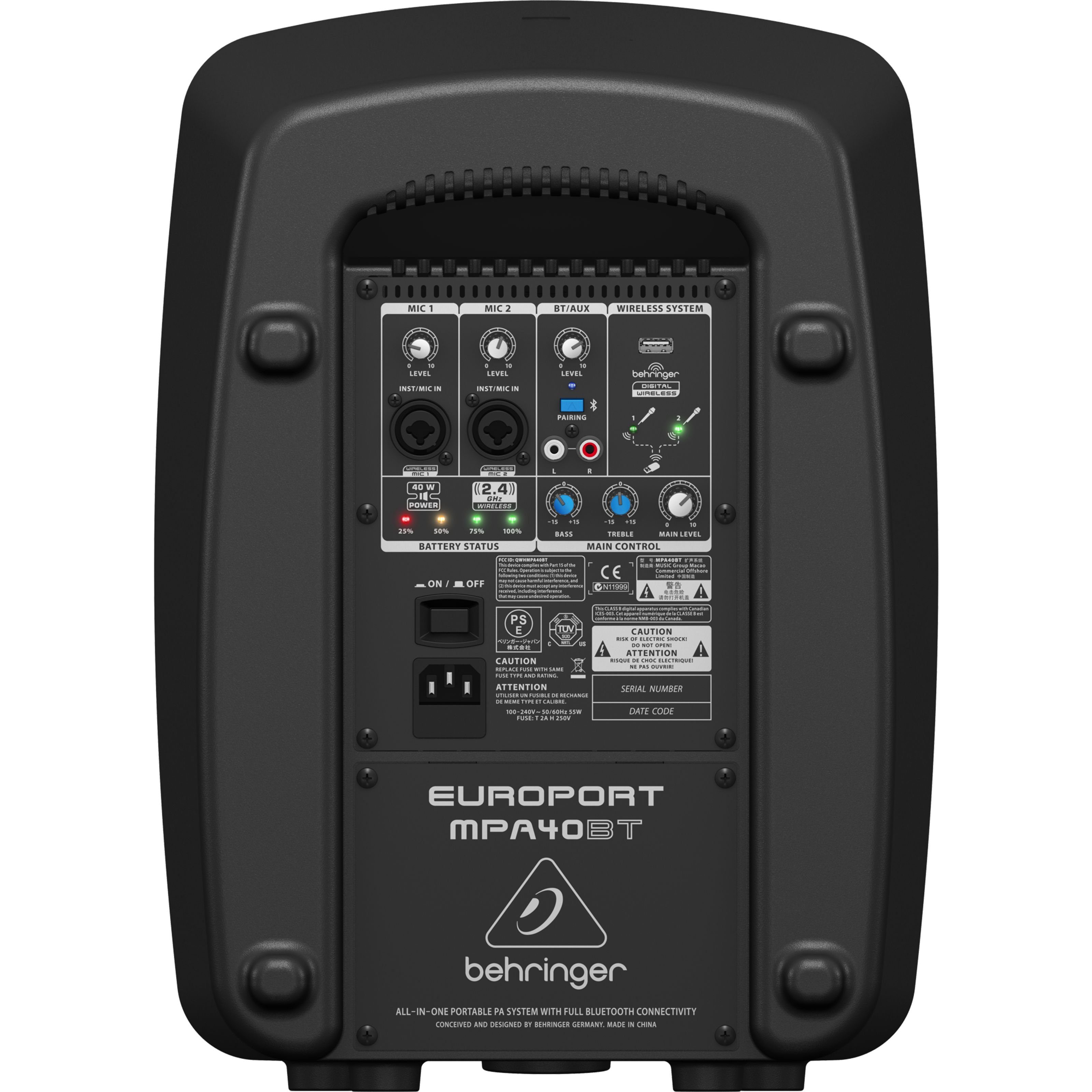 Behringer Bluetooth-Lautsprecher (MPA40BT - Akkubetriebener PA Lautsprecher)