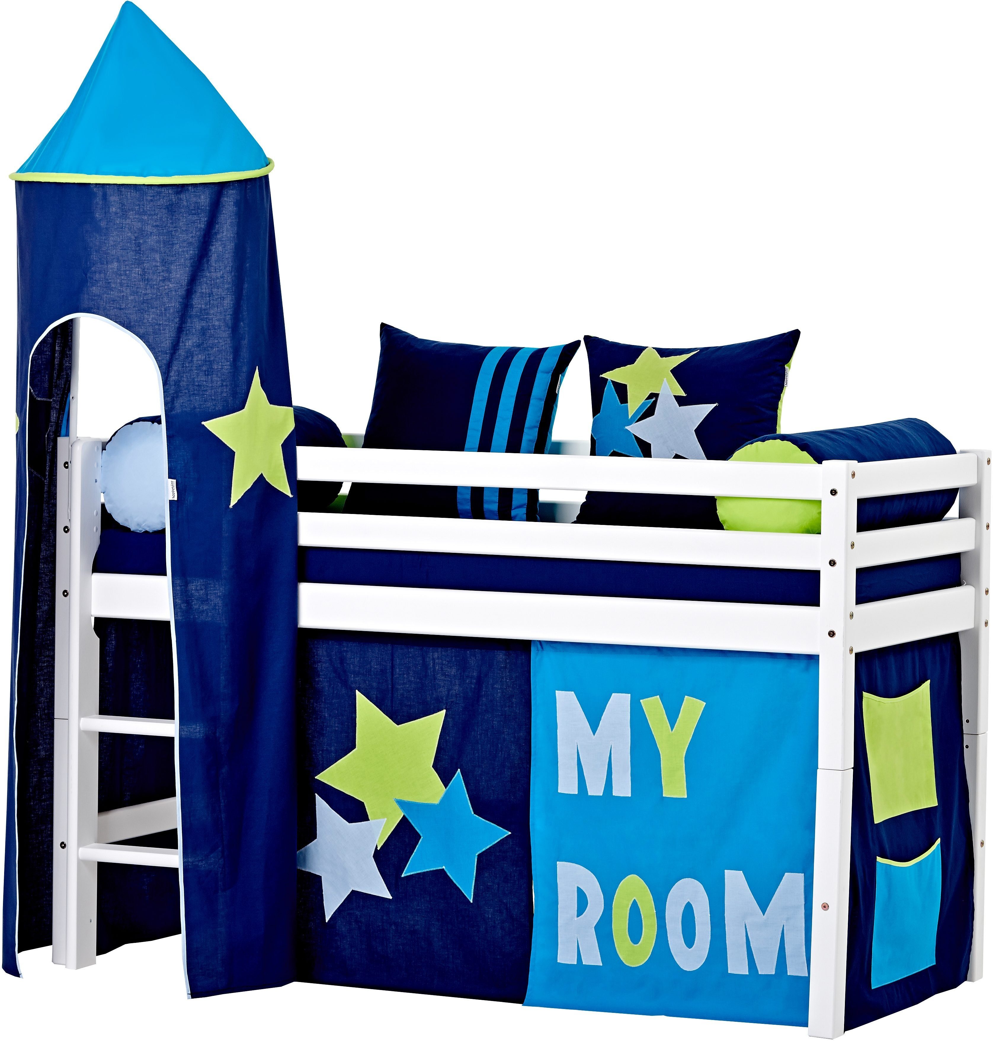 Hoppekids Hochbett «My Room» Kinderbett, Matratze & Vorhang, 2 Größen