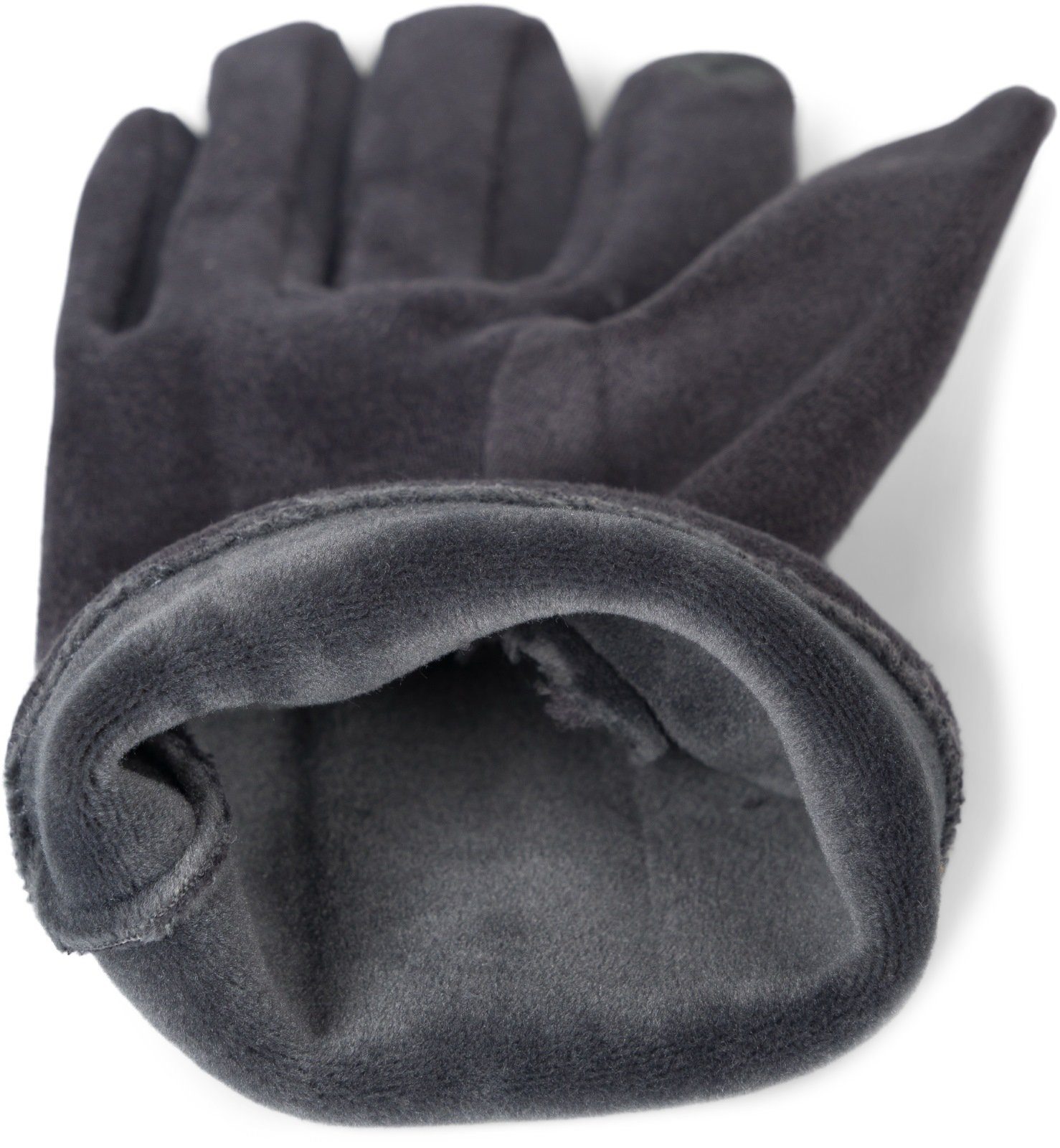 styleBREAKER Fleecehandschuhe Einfarbige Handschuhe Dunkelgrau Ziernähte Touchscreen