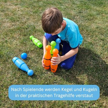 alldoro Spiel, 60045, Kegelspiel für Kinder mit 6 Kegeln und 2 Kugeln aus Kunststoff