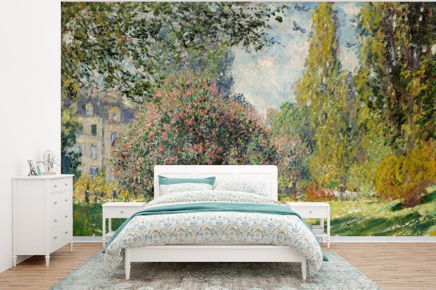 MuchoWow Fototapete Landschaft Parc Monceau - Gemälde von Claude Monet, Matt, bedruckt, (6 St), Wallpaper für Wohnzimmer, Schlafzimmer, Kinderzimmer, Vinyl Tapete