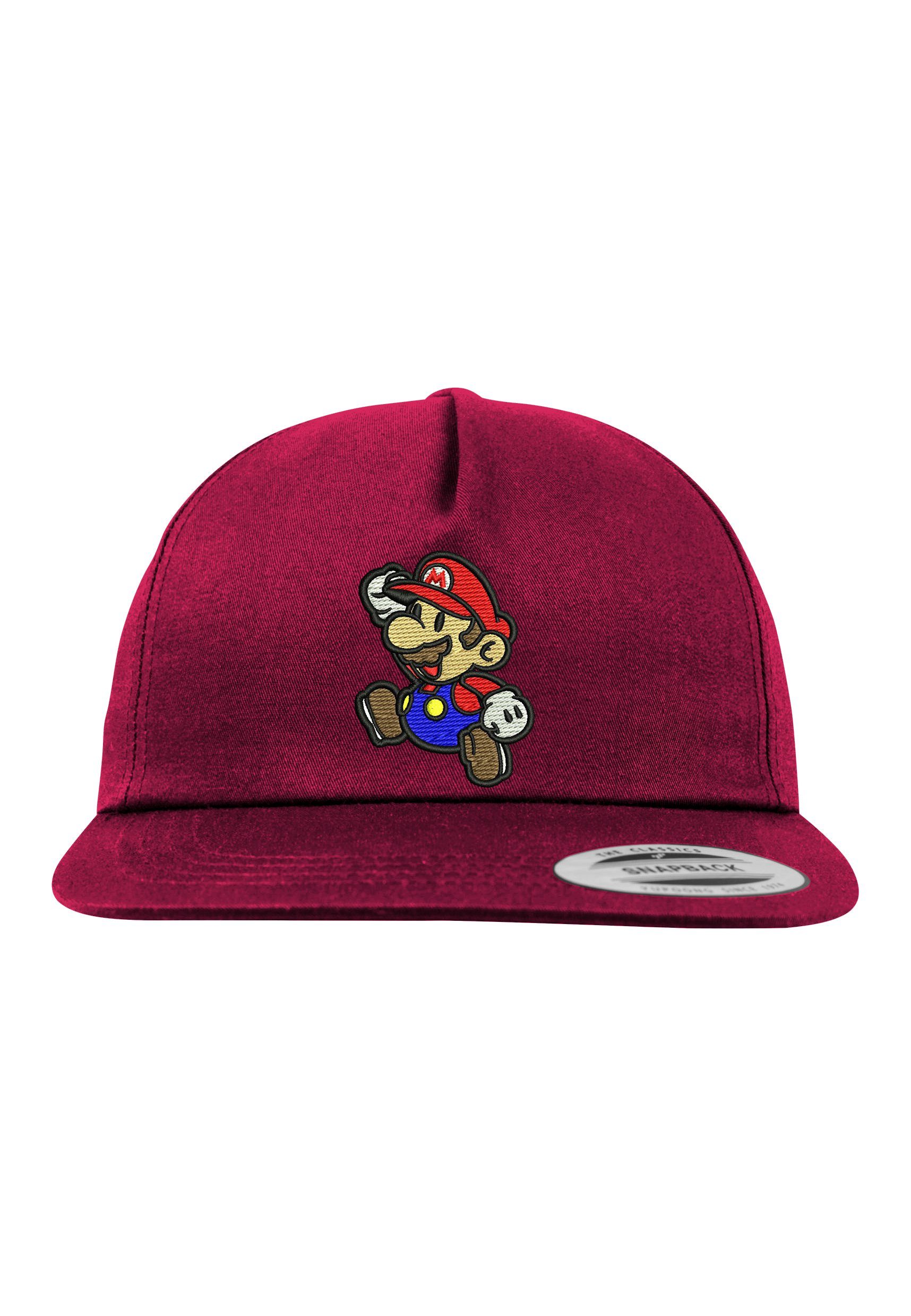 Youth Designz Baseball Cap Mario Unisex Snapback Cap mit modischer Logo Stickerei Burgundy