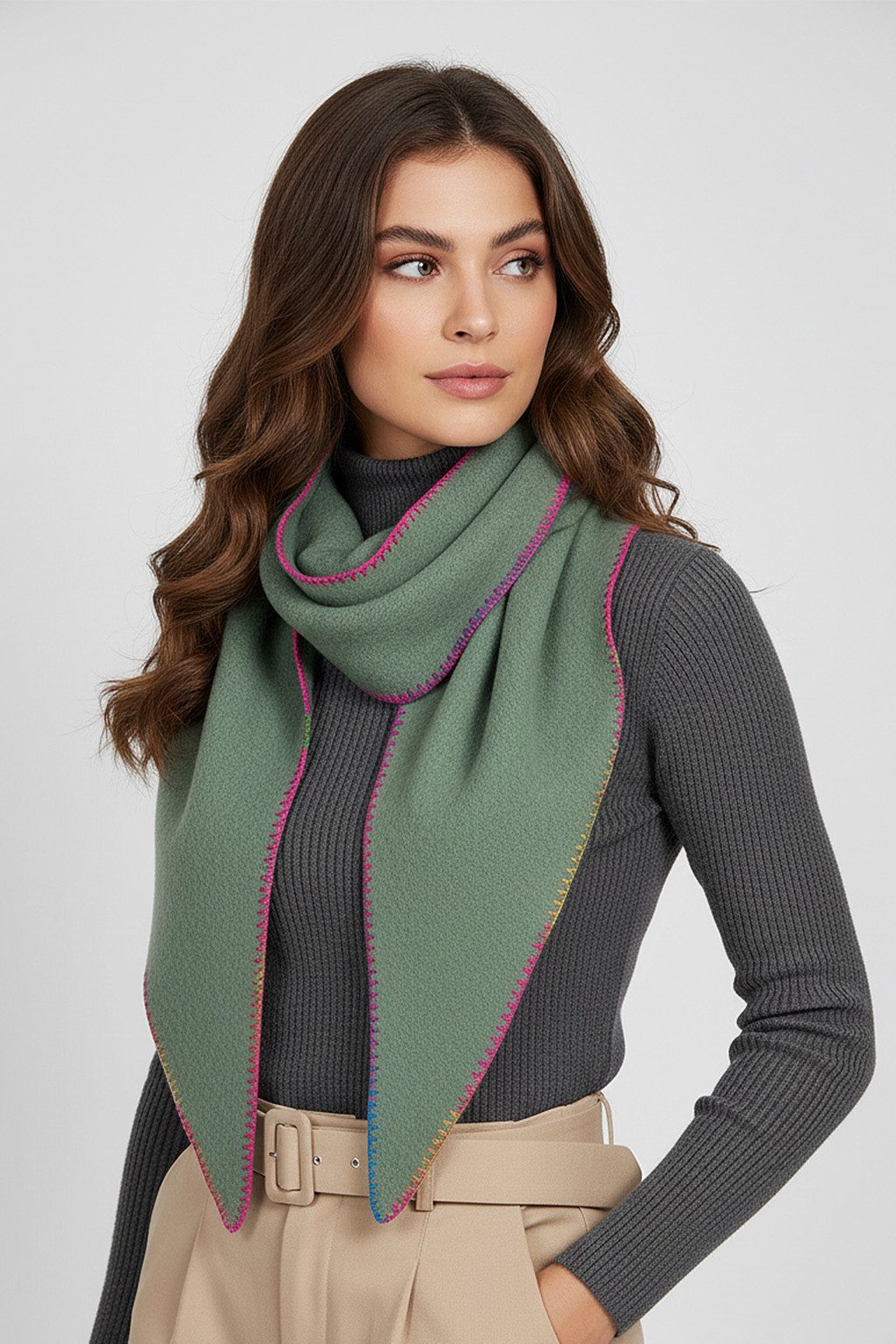 Faera Modeschal Regenbogen Zierkante Sehr Weich, (1-St), 9430 in Grün günstig online kaufen