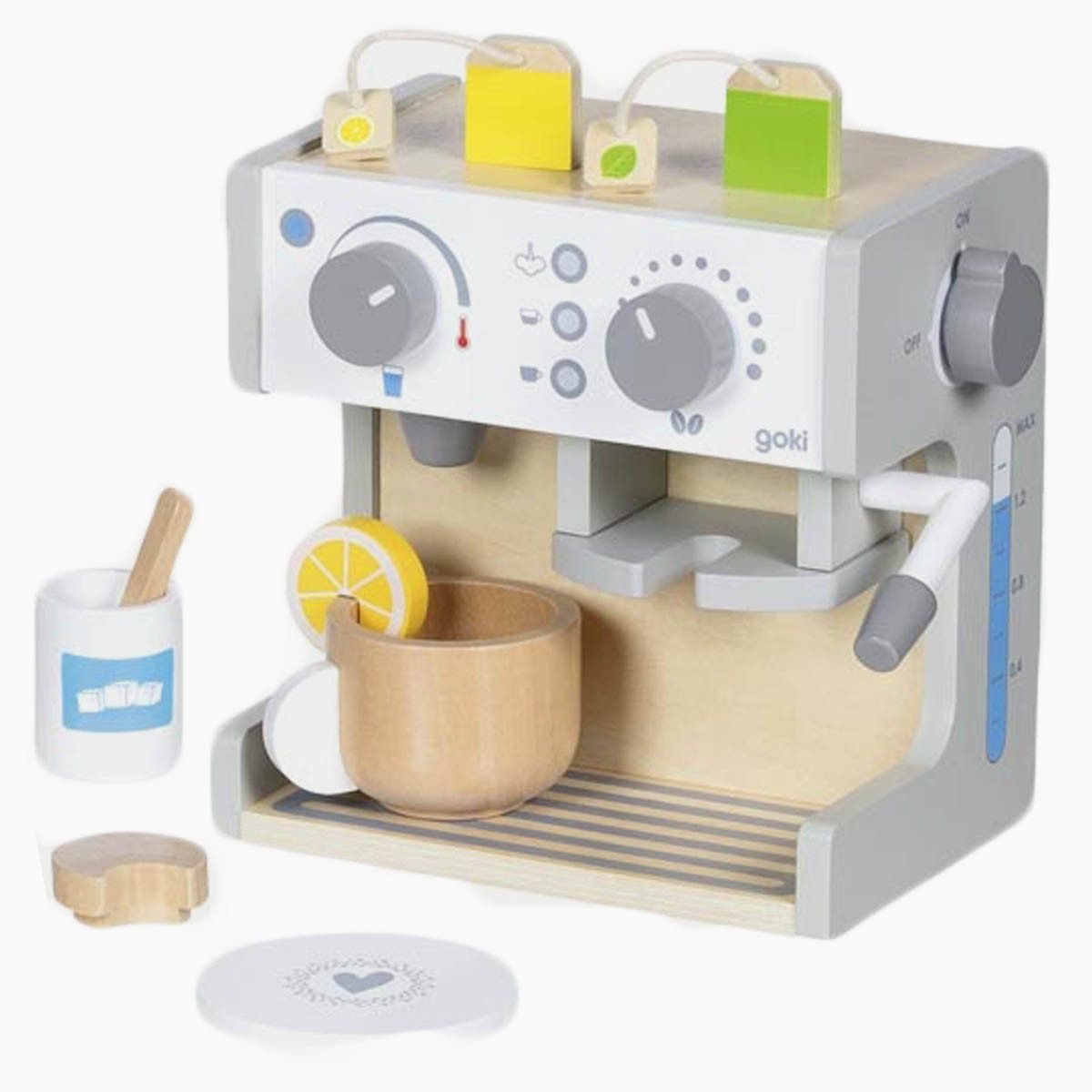 goki Kinder-Kaffeemaschine Kaffee und Teestation, (packung, 16-tlg., sparset), Detailverliebt und realistisch gestaltet