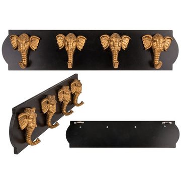 ReWu Türgarderobe Holz-Garderobe mit 4 Elefantenköpfen Garderobenhaken