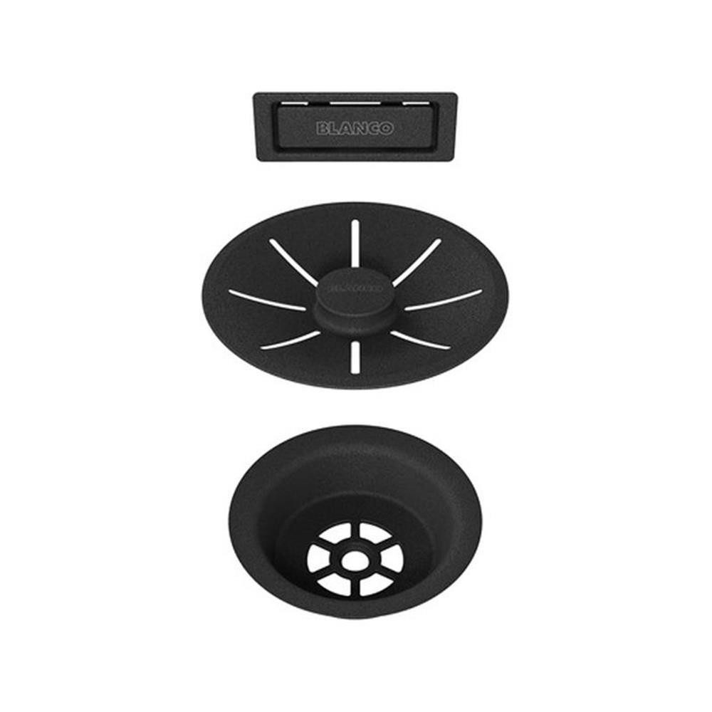 Blanco Einbauspüle BLANCO Ab- und Überlaufset (Sichtteile) schwarz, für Einzelbecken, 0/0 cm