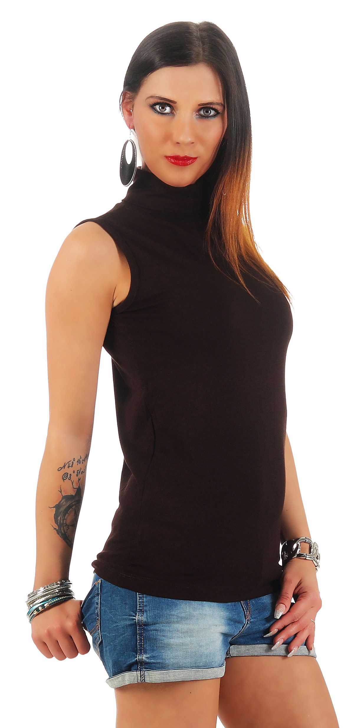 Mellice Rollkragenshirt Damen Ärmellos Rollkragen Shirt