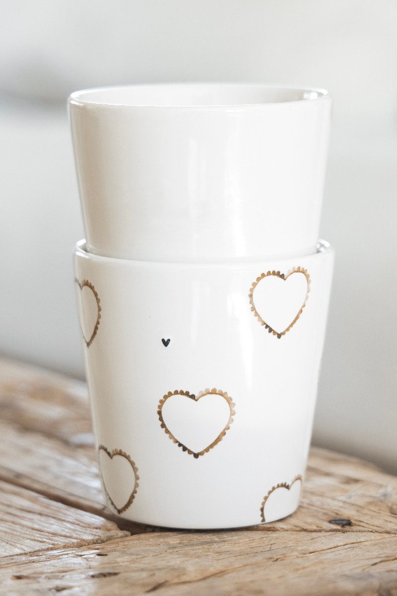 Bastion Collections Geschirr-Set Becher - HEARTS ALLROUND - weiß