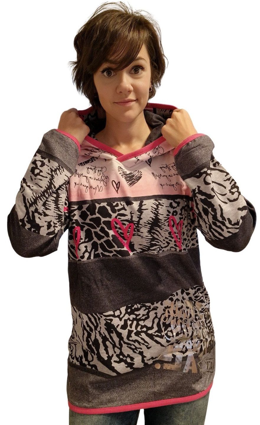 Gio Milano Hoodie G29-1124, Gio Milano Hoodie Animal mit Kapuze innen angeraut