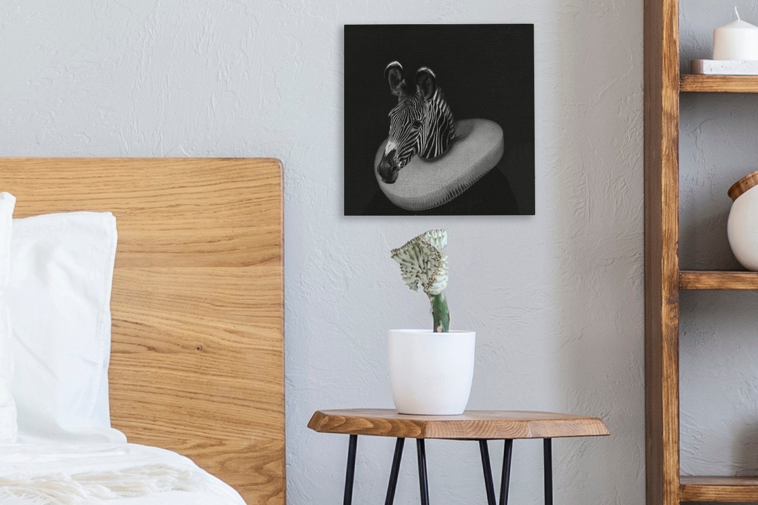 OneMillionCanvasses® Gemälde Zebra Bilder Wohnzimmer für Schwarz Malerei - - St), bunt - (1 Leinwand Schlafzimmer Weiß