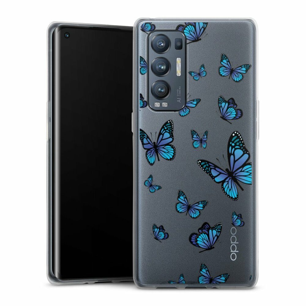 DeinDesign Handyhülle Schmetterling Muster transparent Butterfly Pattern Transparent, Oppo Find X3 Neo Silikon Hülle Bumper Case Handy Schutzhülle
