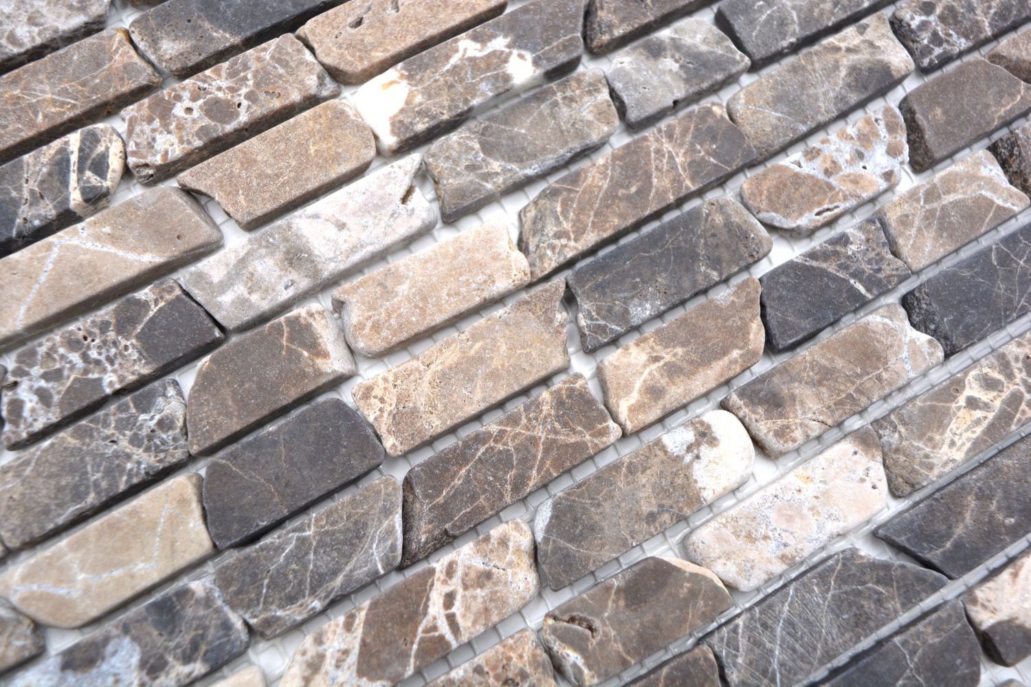 Brick Naturstein Mosaik Marmor Mosani dunkelbraun Bad Verbund Mosaikfliesen Küche