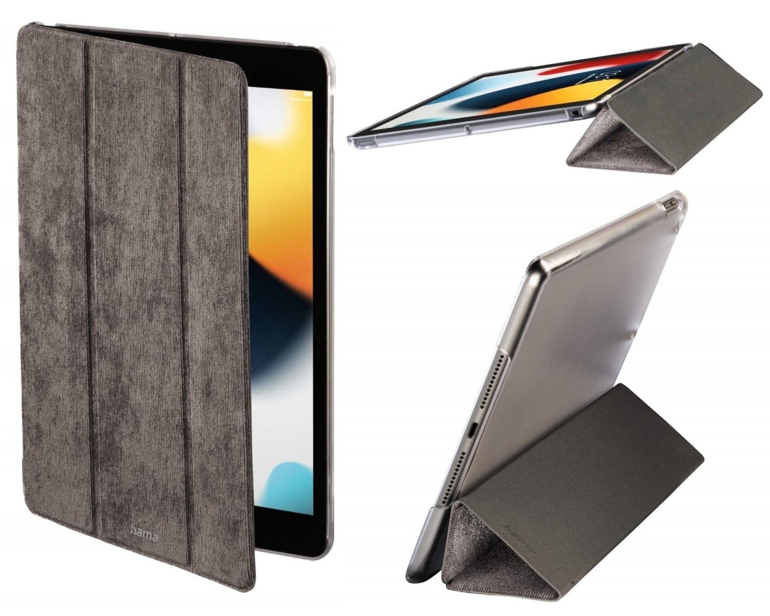 Hama Tablet-Hülle Smart Case Cali Tasche Cover Hülle Bag Grau, Standfunktion, für Apple iPad 7 2019 / iPad 8 2020 / iPad 9 2021 10,2"