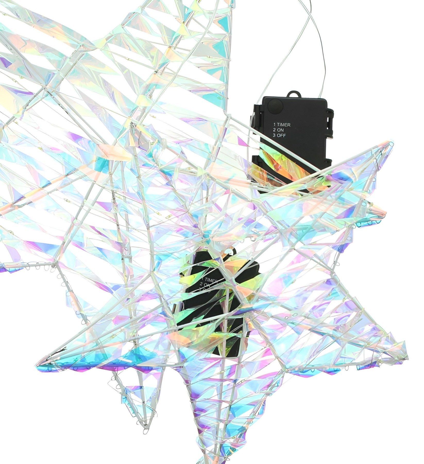 Dekoleidenschaft LED Stern "Rainbow" Dekohänger, Outdoor Beleuchtung, Leuchtdeko, Hängedeko, LED fest integriert, 2 Stück im Set, Ø 30 + 40 cm, 70 warmweiße Lichter, Weihnachtsbeleuchtung, Gartendeko