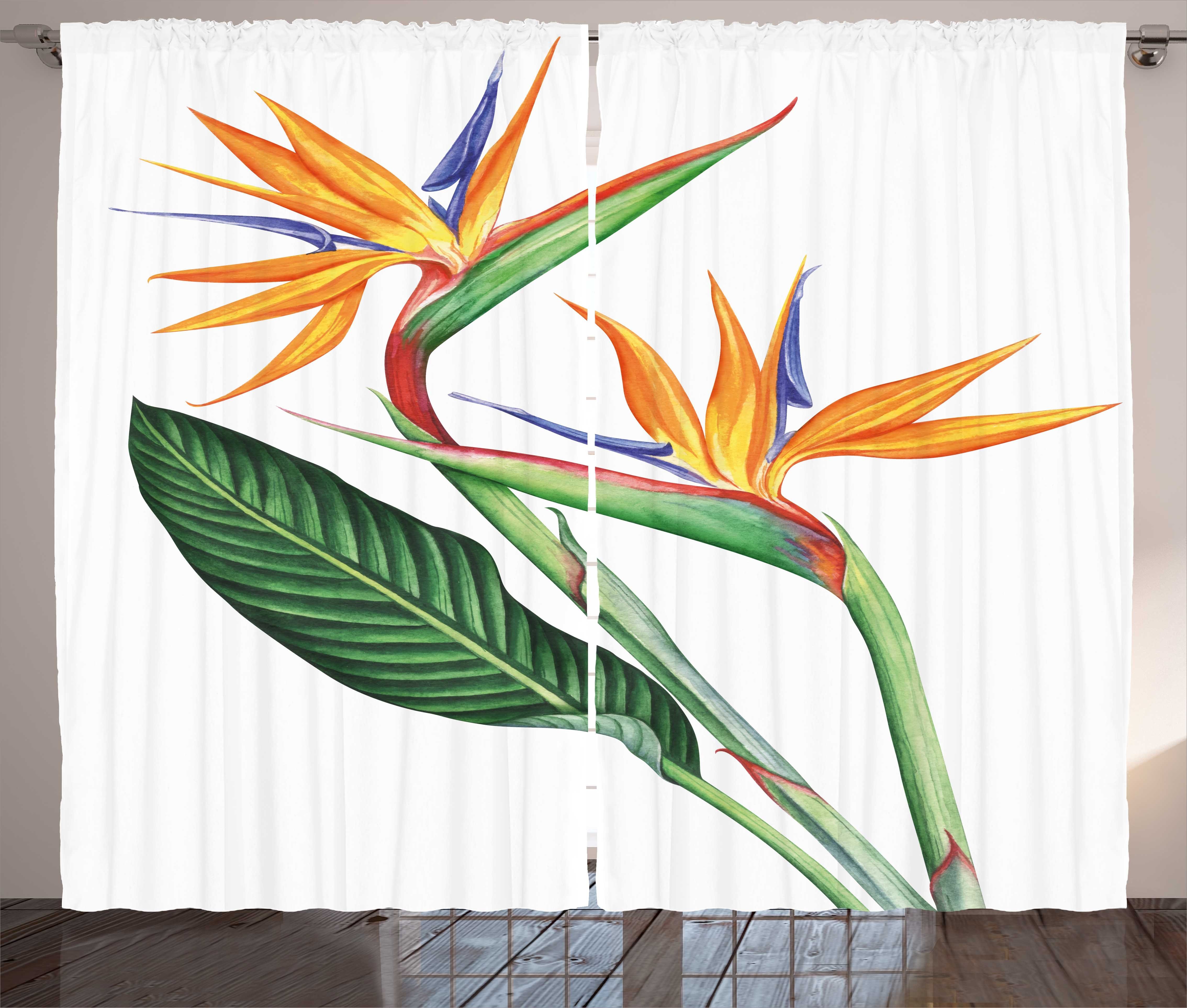 Gardine Schlafzimmer Kräuselband Vorhang mit Schlaufen und Haken, Abakuhaus, Hawaii-Farben Paradiesvogel