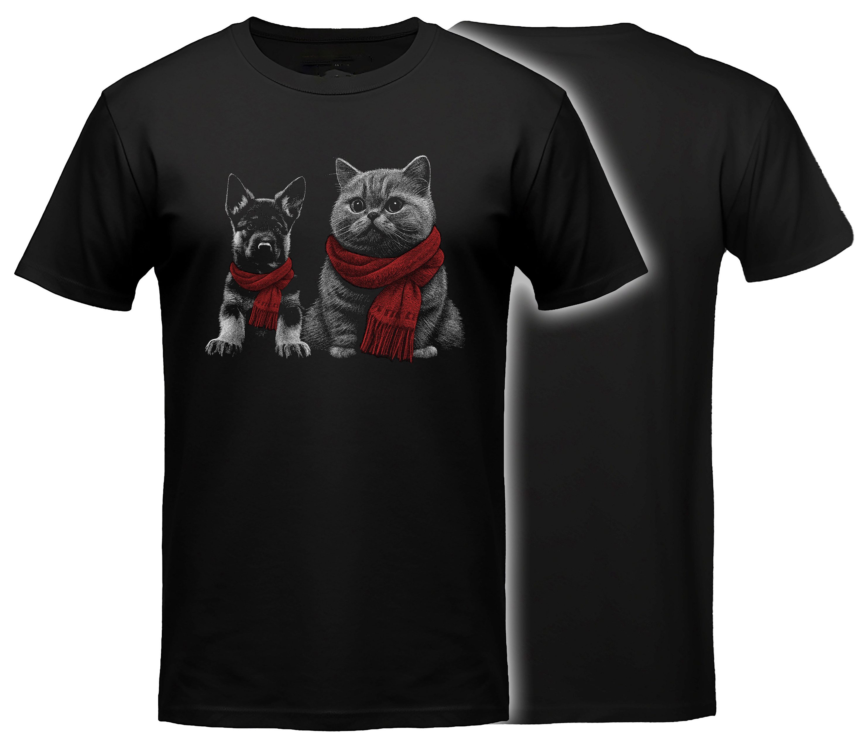 T-Shirt Katzen print Shirt Hund und Katzenwelpen