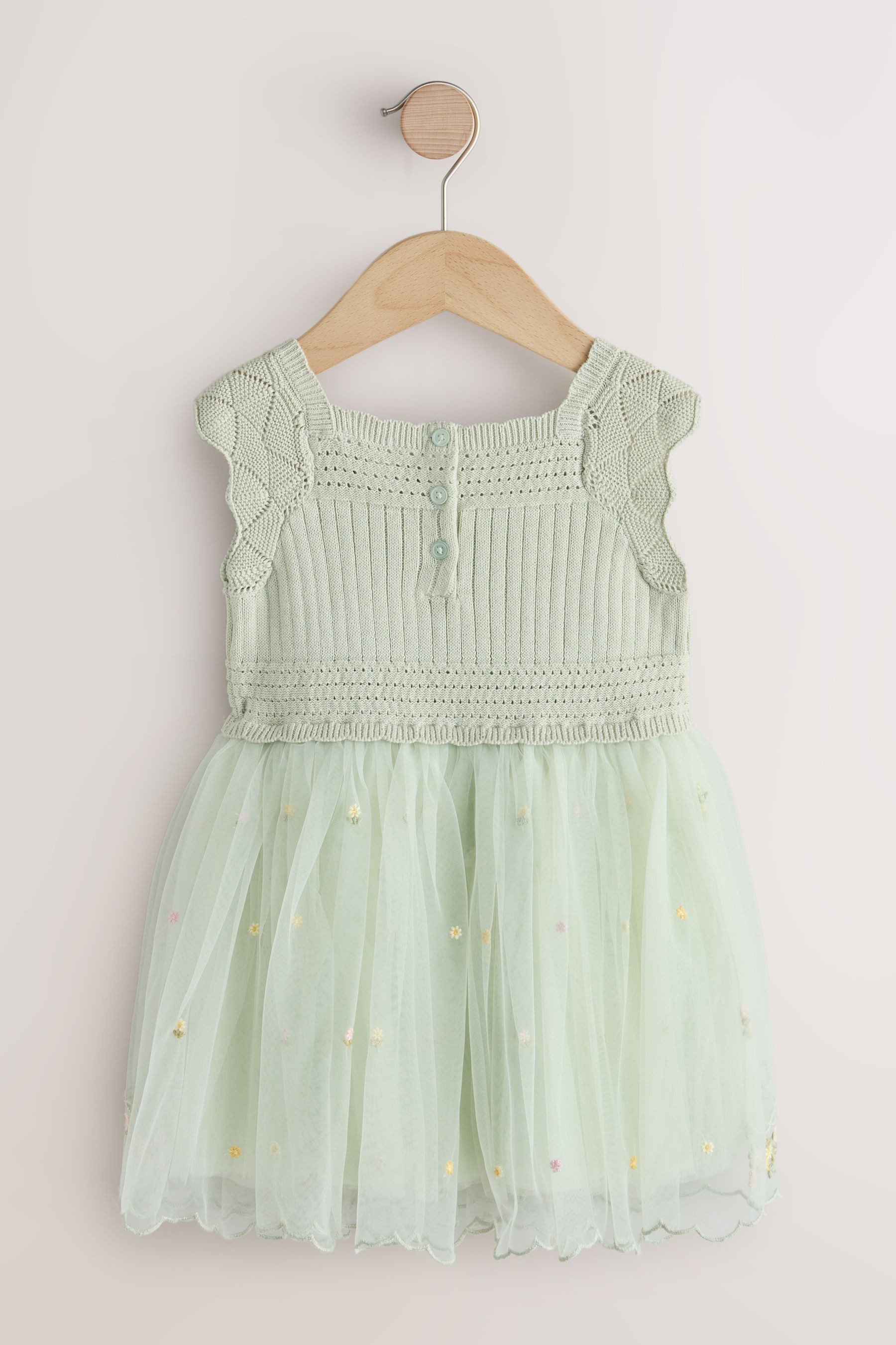 Next Partykleid Partykleid mit Tüll, Blumenmuster und Häkelbesatz (1-tlg)