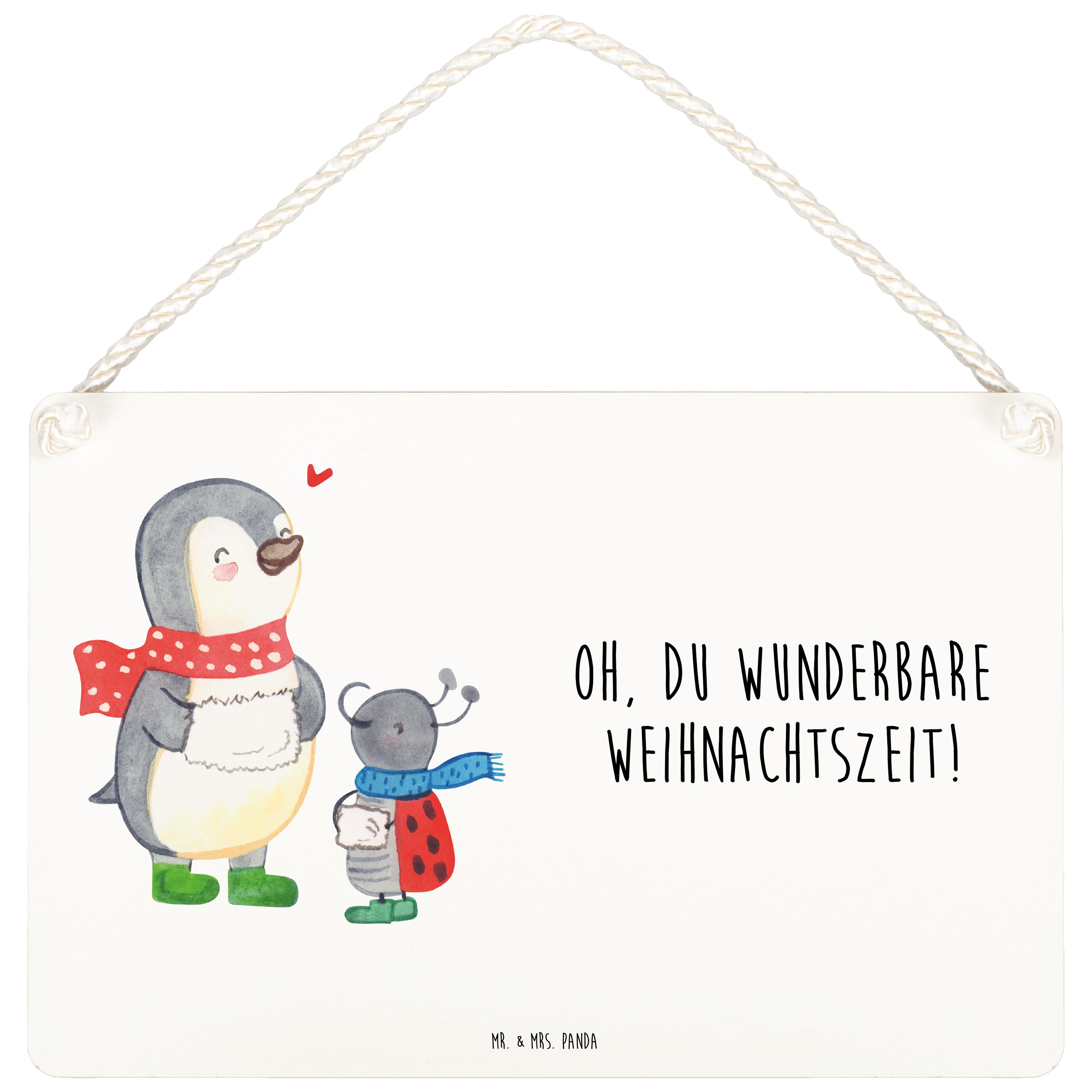 Mr. & Mrs. Panda Hinweisschild DIN A6 Winterzeit Heilige drei Könige -  Eisblau - Geschenk, Weihnacht, (1 St), Farbecht