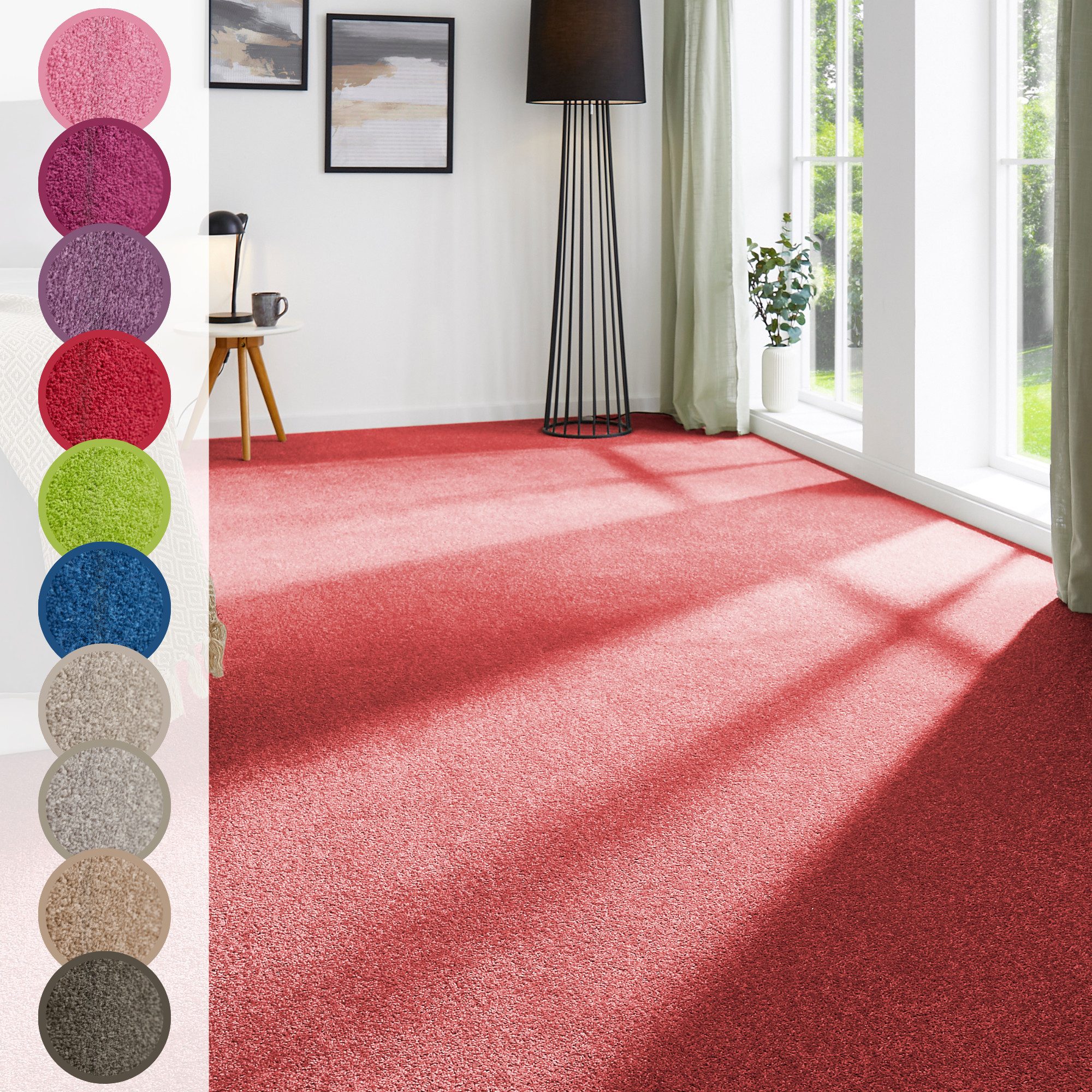 Andiamo Teppichboden Ines, Kräuselvelours, Gesamthöhe 8,5 mm, Luxusklasse LC2, rechteckig, Uni Farben, Breite 400 cm, strapazierfähig & pflegeleicht