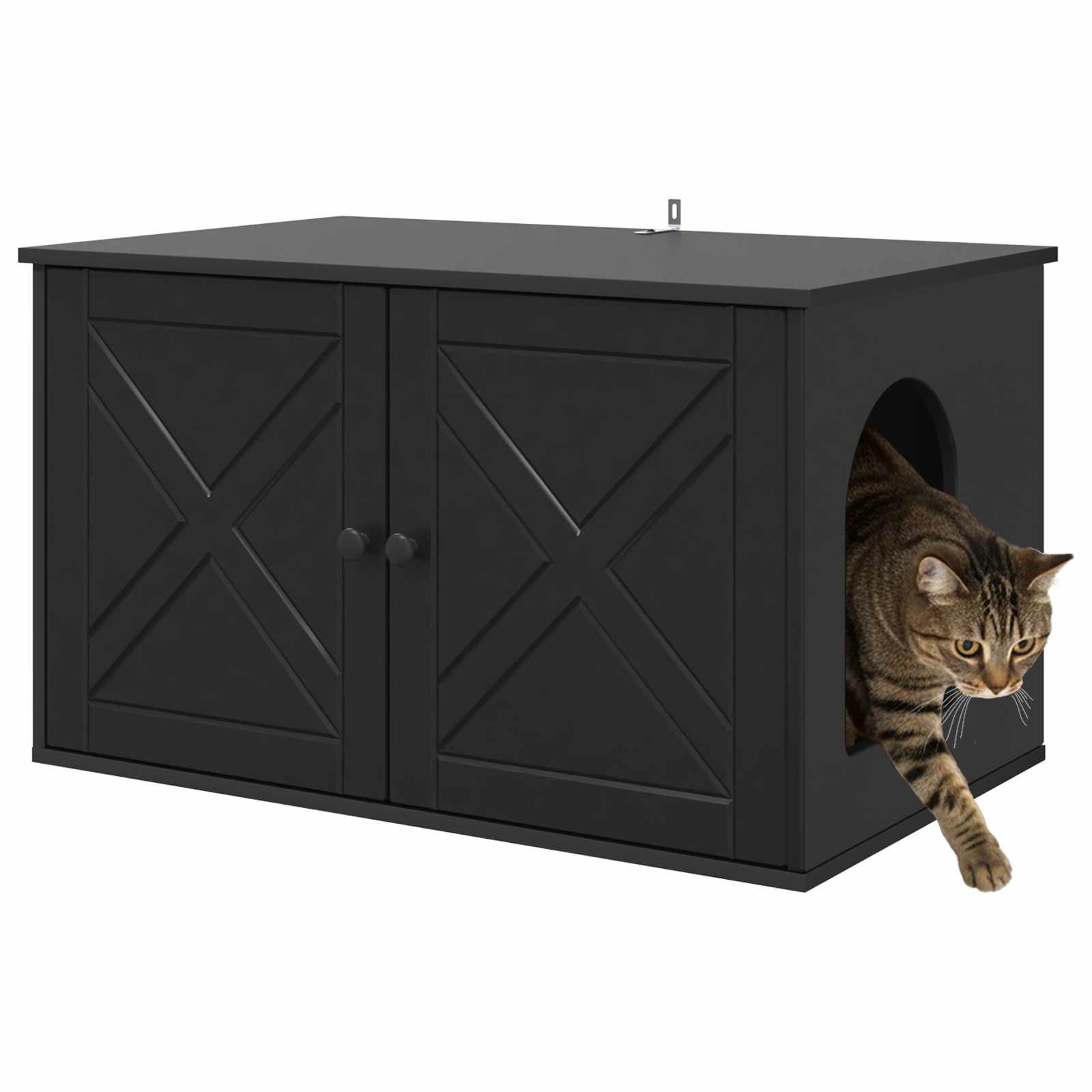 vidaXL Katzenhaus, Katzenhaus Schwarz 85 x 55 x 50,5 cm Holzwerkstoff