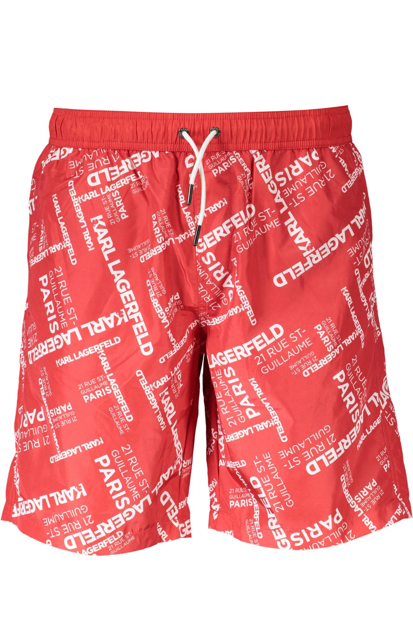 KARL LAGERFELD Badeshorts Trendiger Herren-Badeslip in Rot mit Taschen und Kordelzug
