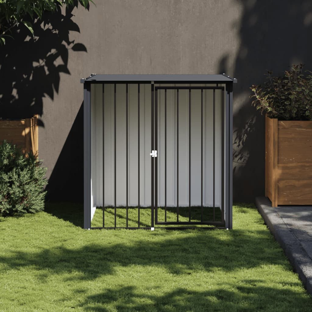 vidaXL Hundehütte, Hundehütte mit Dach Schwarz 110x103x109 cm Verzinkter Stahl