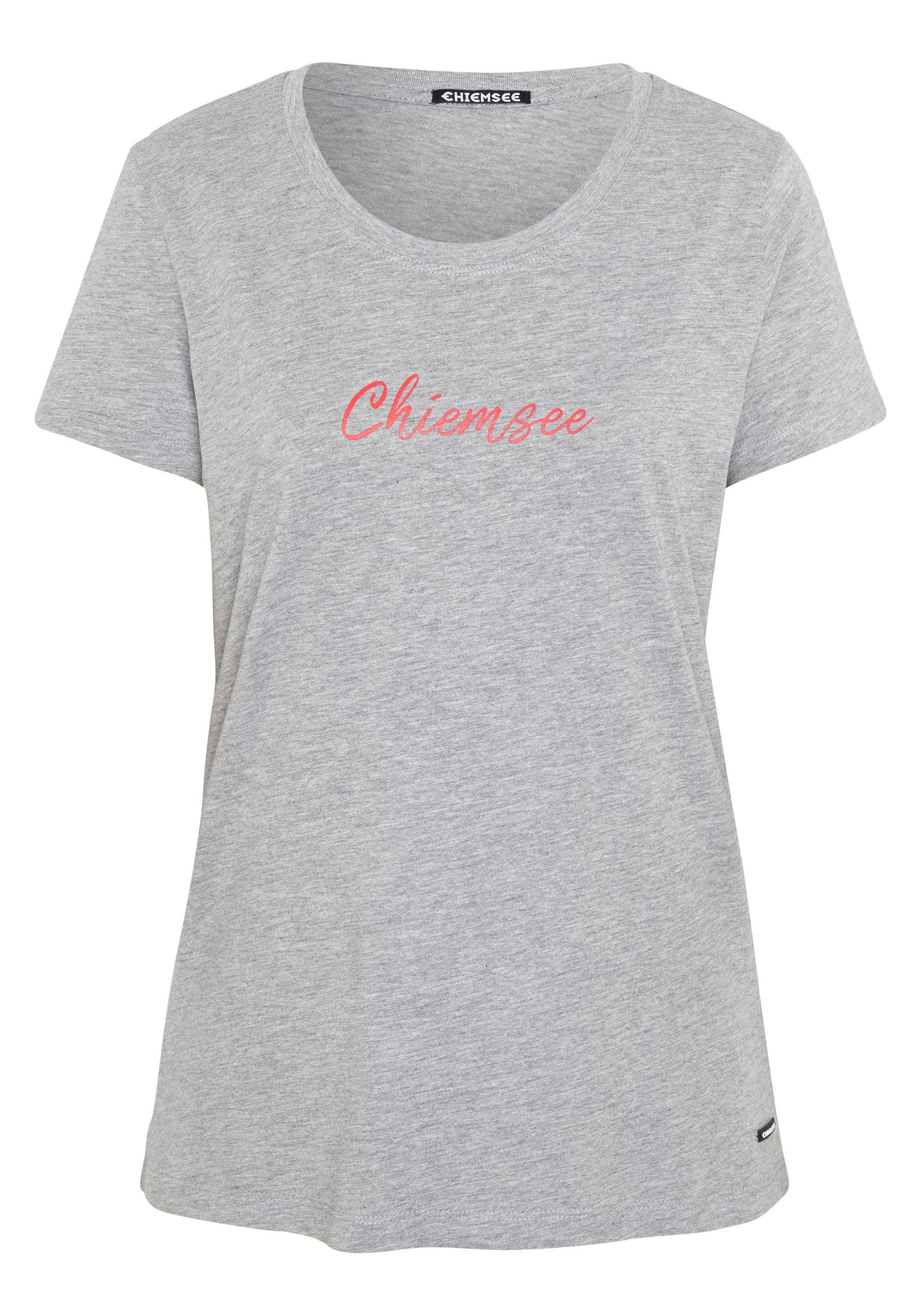 Chiemsee Print-Shirt T-Shirt im Label-Look 1 17-4402M Neutral Gray Melange