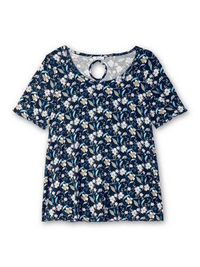 Sheego T-Shirt Große Größen mit Blumendruck und Cut-out im Rücken