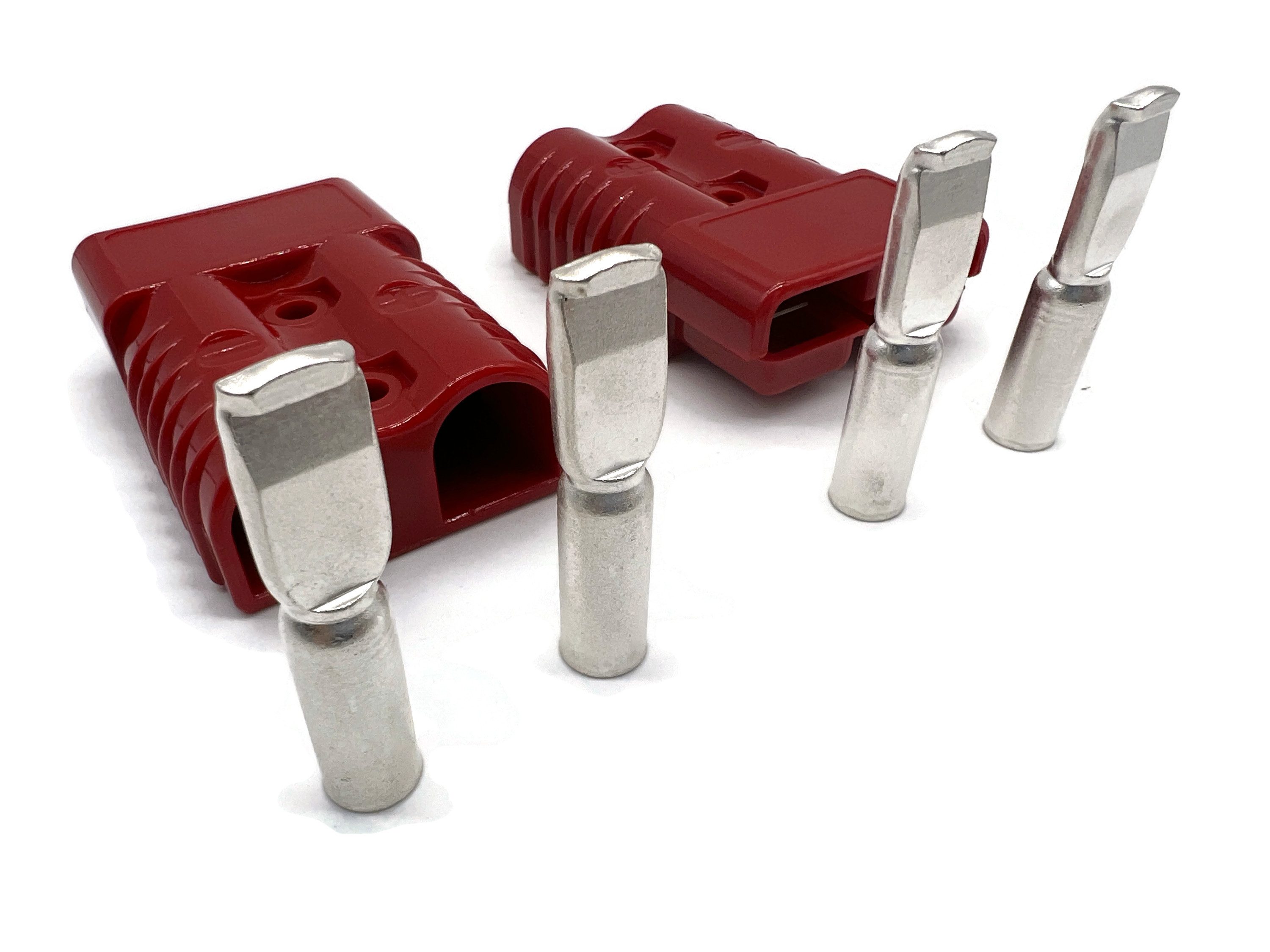 eXODA Kabelverbinder-Sortiment Batterie Stecker 175A 16 mm² rot Set für Gabelstapler Kabel, 2 Stecker, bestehend aus jeweils 1x Gehäuse und 2x Kontakte