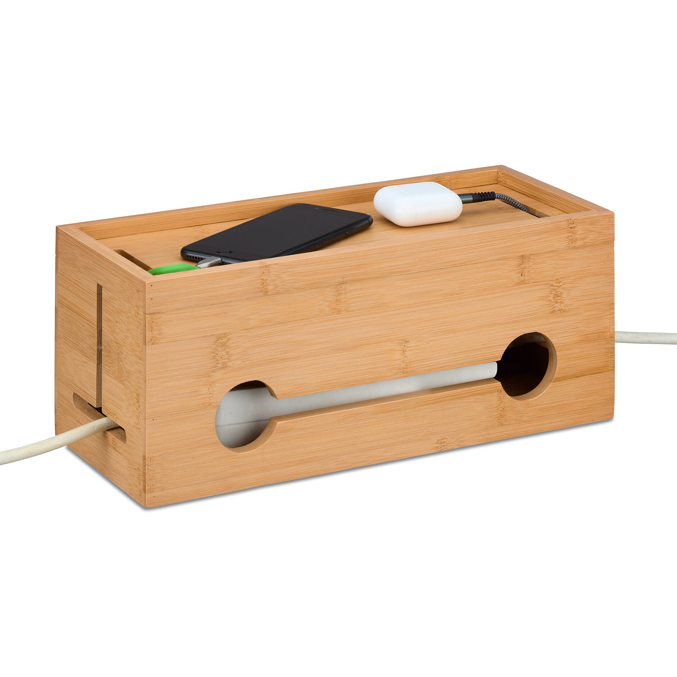 relaxdays Kabelbox aus Bambus, (1-tlg)