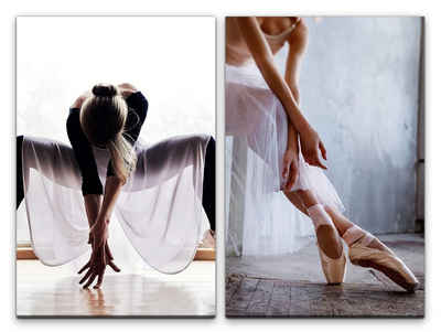 Sinus Art Leinwandbild »2 Bilder je 60x90cm Ballerina Ballett Tanzen Junge Frau Schwan Ballettkleid«
