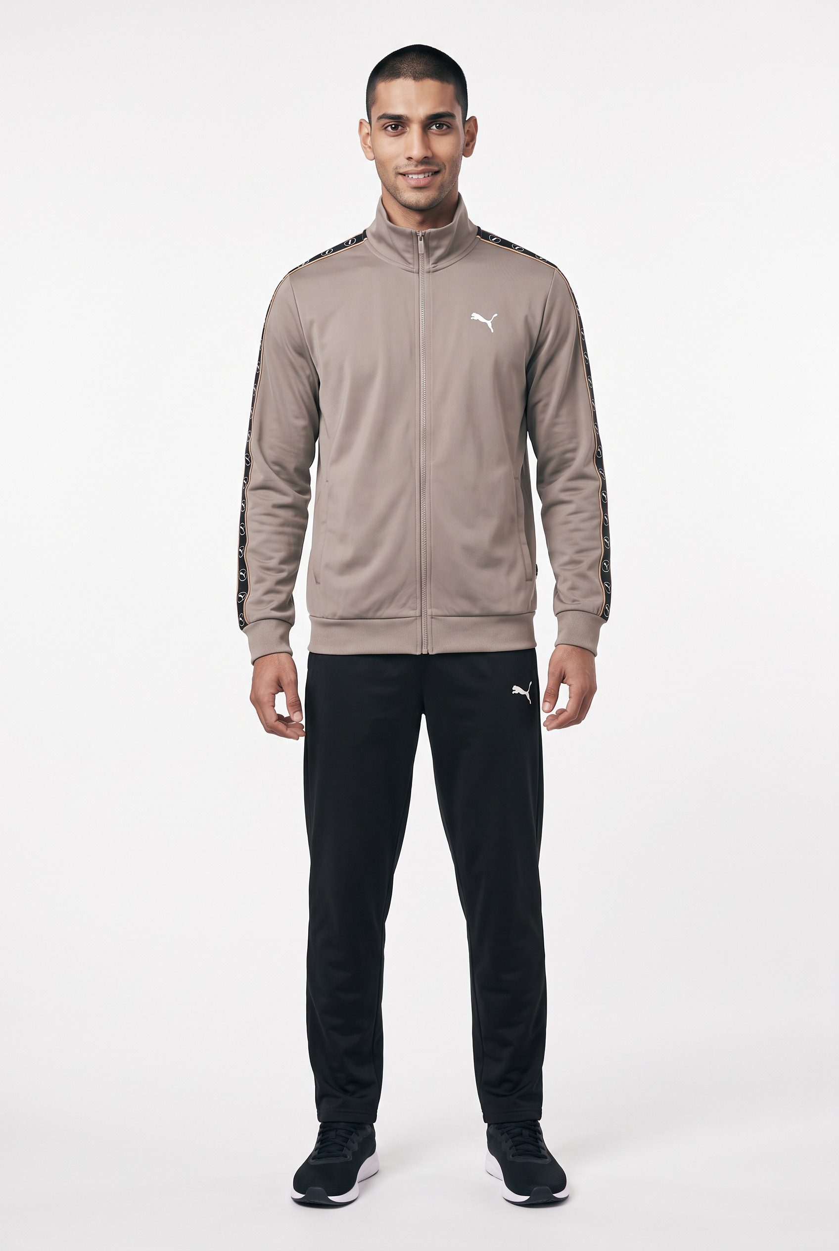 PUMA Trainingsanzug POLY TAPE SUIT (2-tlg), zweiteiliges Set, mit Reißverschluss, Langarm-Oberteil, Regular Fit