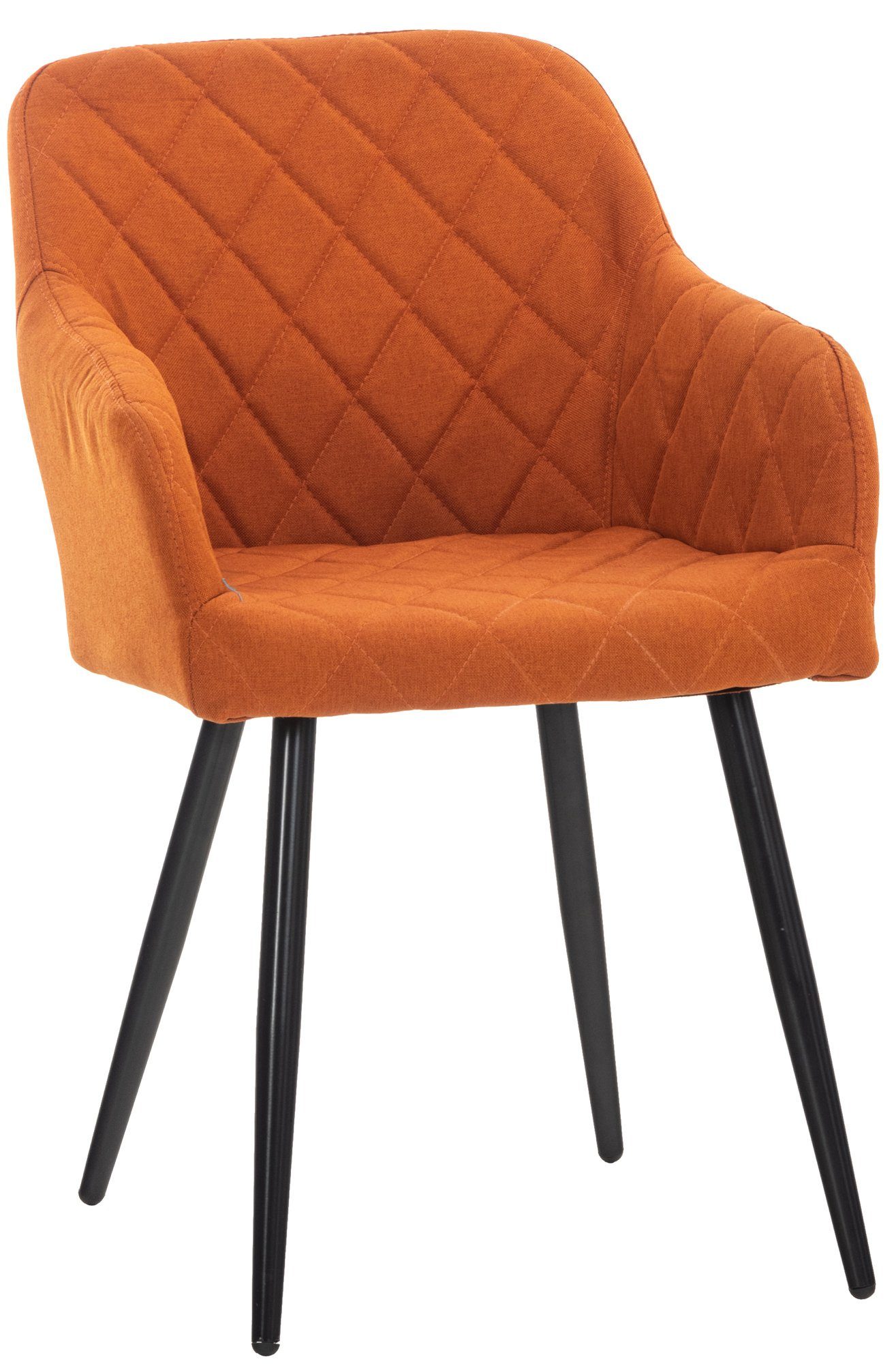 TPFLiving Esszimmerstuhl Shyva mit hochwertig gepolsterter Sitzfläche - Konferenzstuhl (Küchenstuhl - Esstischstuhl - Wohnzimmerstuhl - Polsterstuhl), Gestell: Metall schwarz - Sitzfläche: Stoff orange