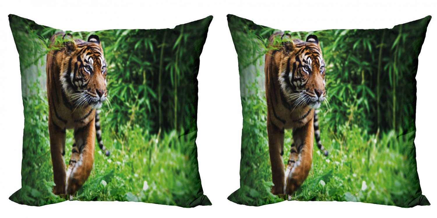 Digitaldruck, (2 Accent Tiger Wild Abakuhaus Cat Kissenbezüge Doppelseitiger Habitat Stück), Modern Sibirische