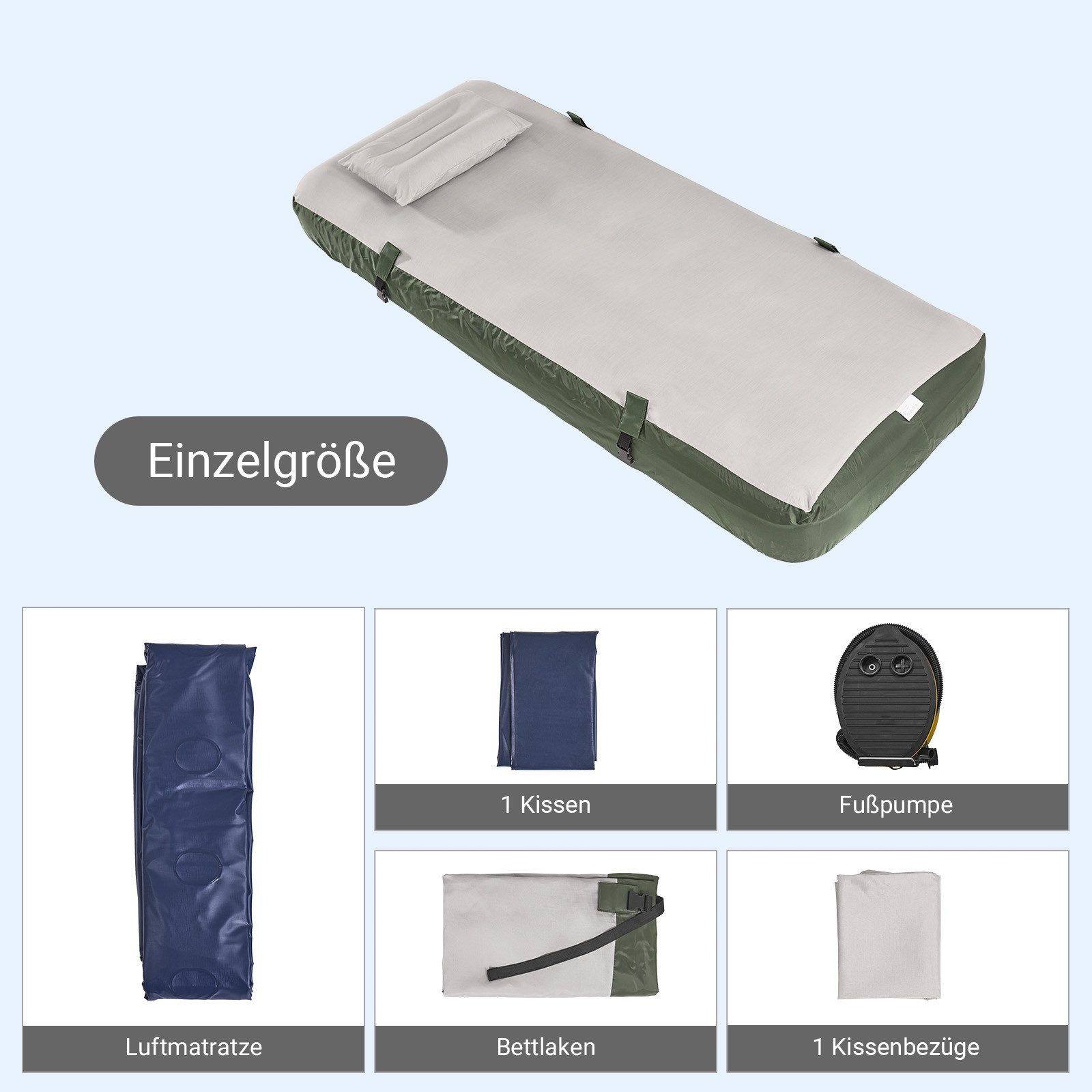 SoBuy Feldbett OGS32-II, Vorzelt Wasserdichtes Campingbett Campingliege Familienzelt Feldbett mit Zelt für 1-2 Personen, Campingmatratze für 1-2 Personen