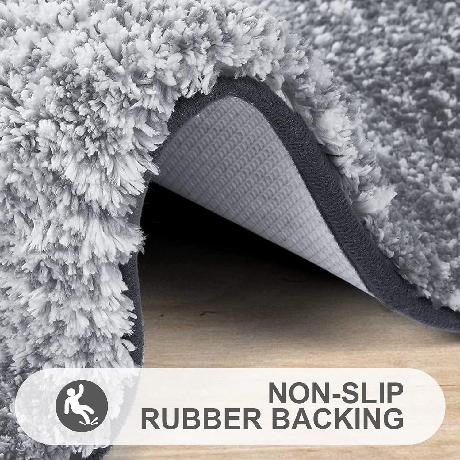LuxusKollektion Badematte Badezimmerteppich Rutschfest Waschbar Mikrofaser 60x120 cm Grau – Bild 4 von 5