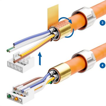 deleyCON deleyCON 1x CAT6a Netzwerkstecker RJ45 Geschirmt 10Gbit/s Stecker für Netzwerk-Adapter