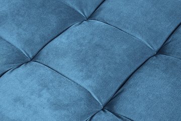 riess-ambiente Fußhocker COZY VELVET 80cm petrol blau / gold (Einzelartikel, 1 St), Wohnzimmer · Samt · Federkern · Ziersteppung · Retro Design
