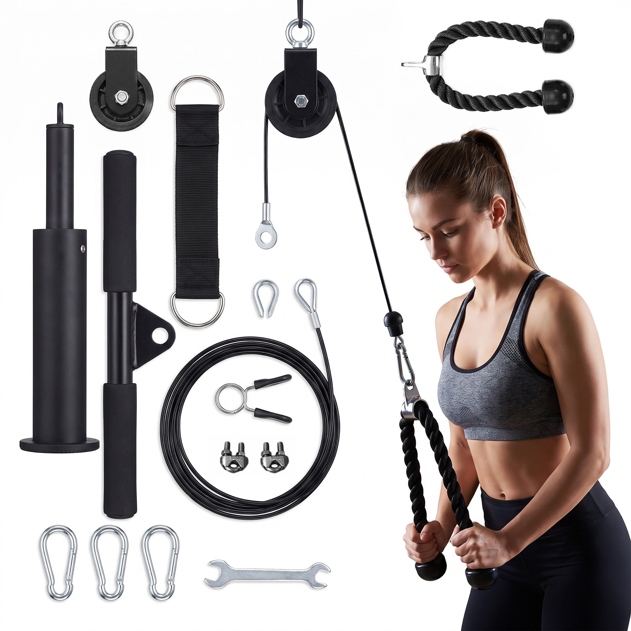 relaxdays Trainingshilfe Kabelzug Set