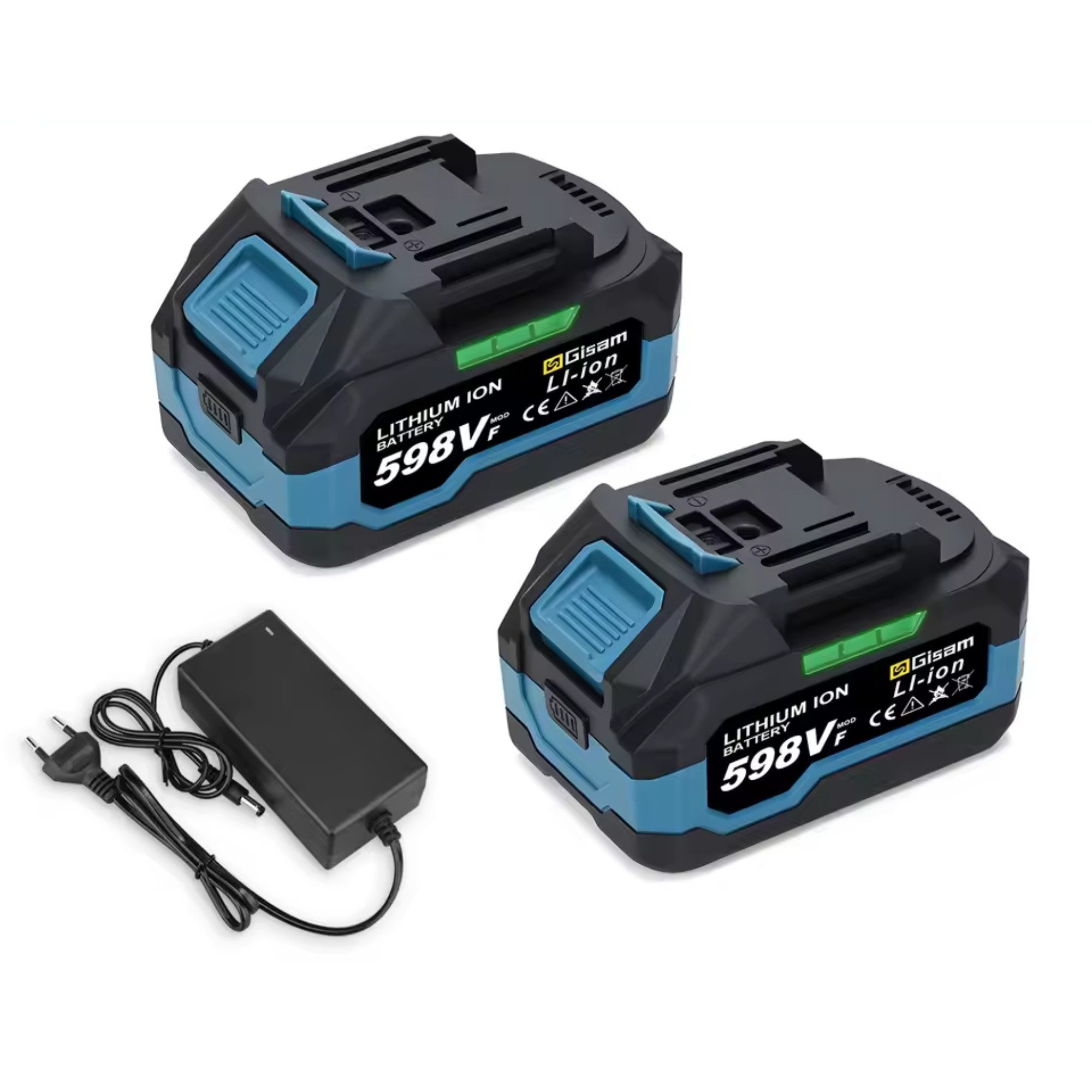 Gisam Lithium-Ionen-Batterie Akku für Werkzeuge 2er-Set Akkupacks 4000 mAh (18 V), Hohe Akkukapazität, Stabile Spannungsversorgung