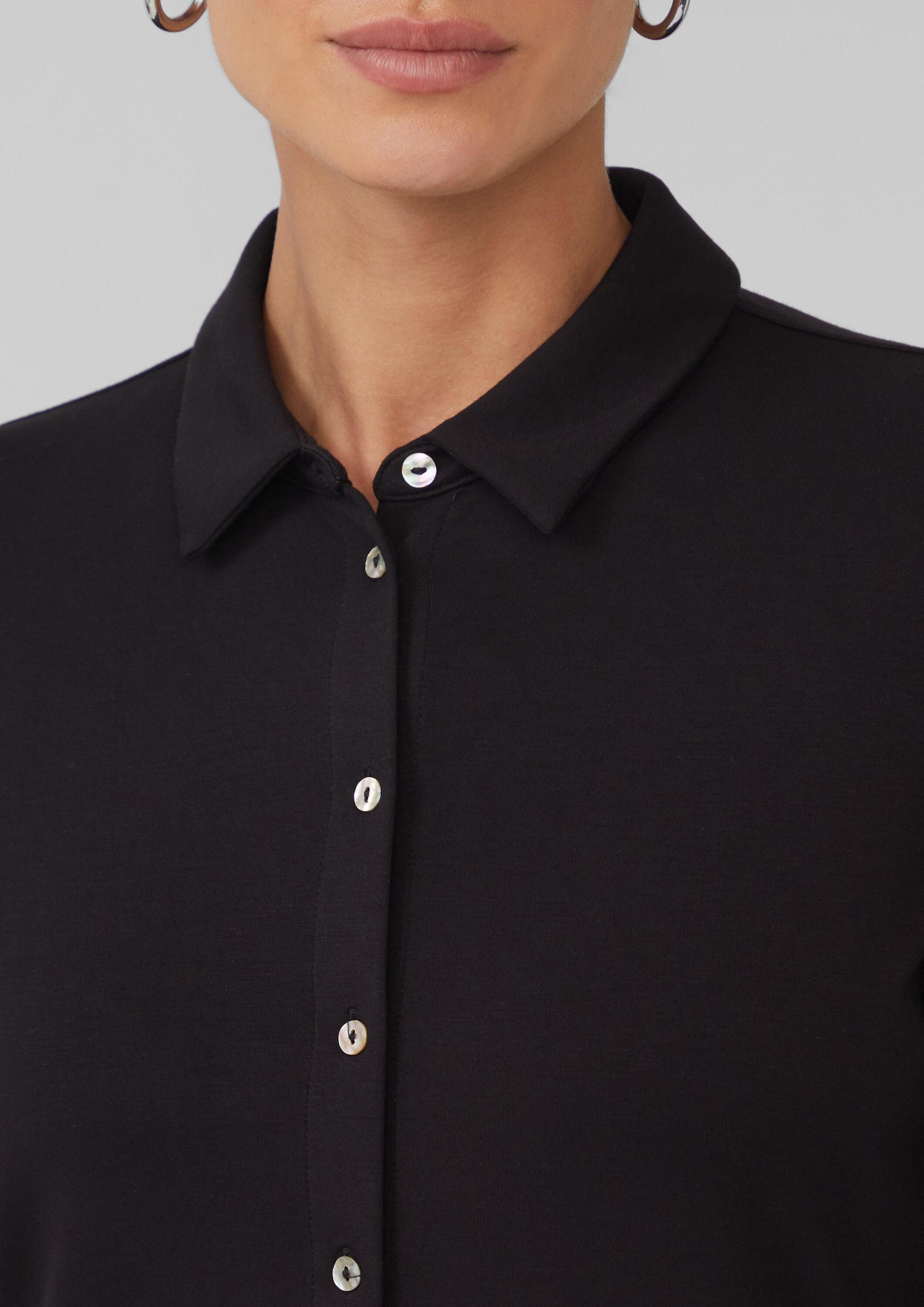 s.Oliver Langarmbluse T-Shirt Jerseybluse mit Perlmuttknöpfen